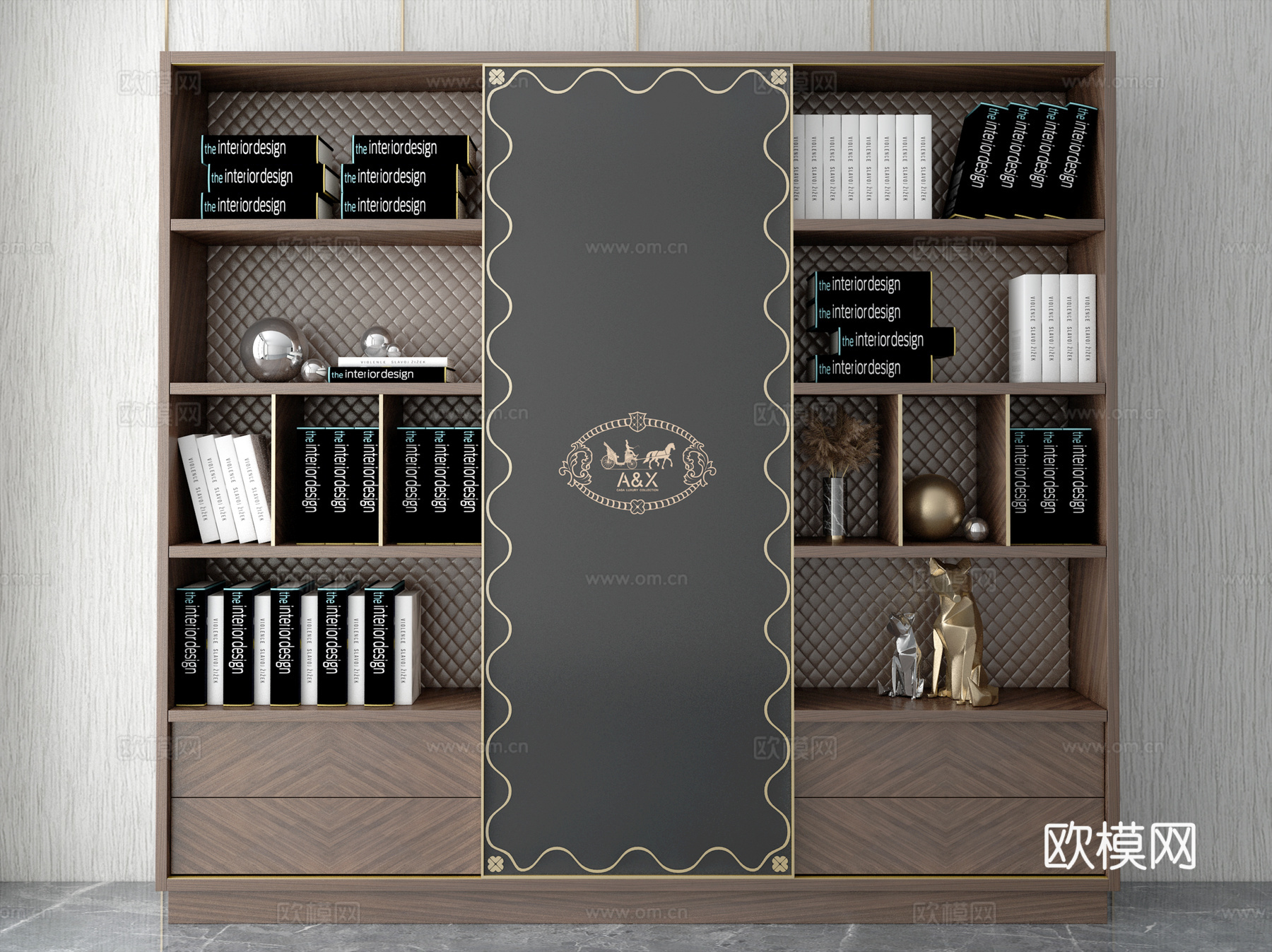 美式风格 书柜3d模型下载