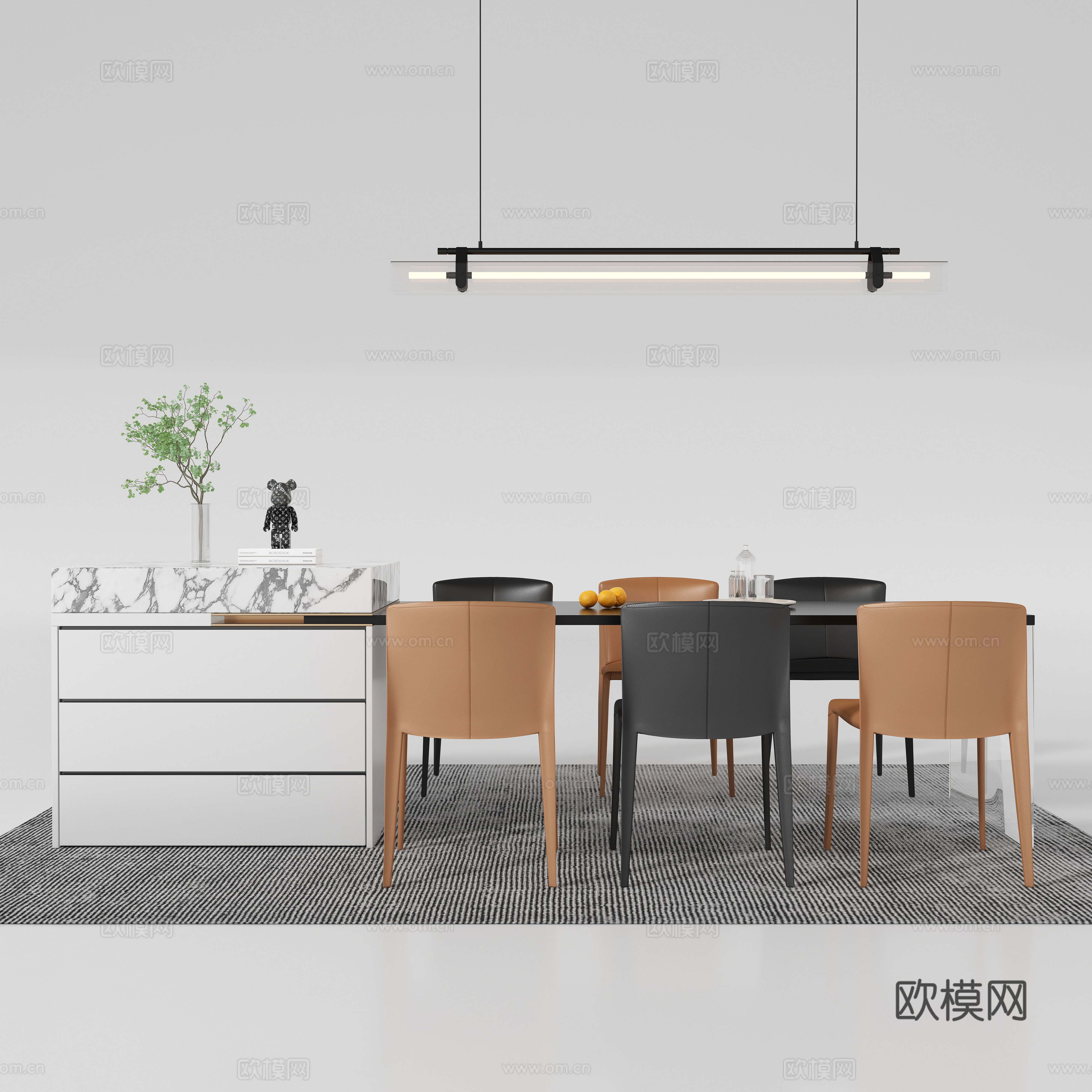 现代岛台 餐桌椅3d模型下载