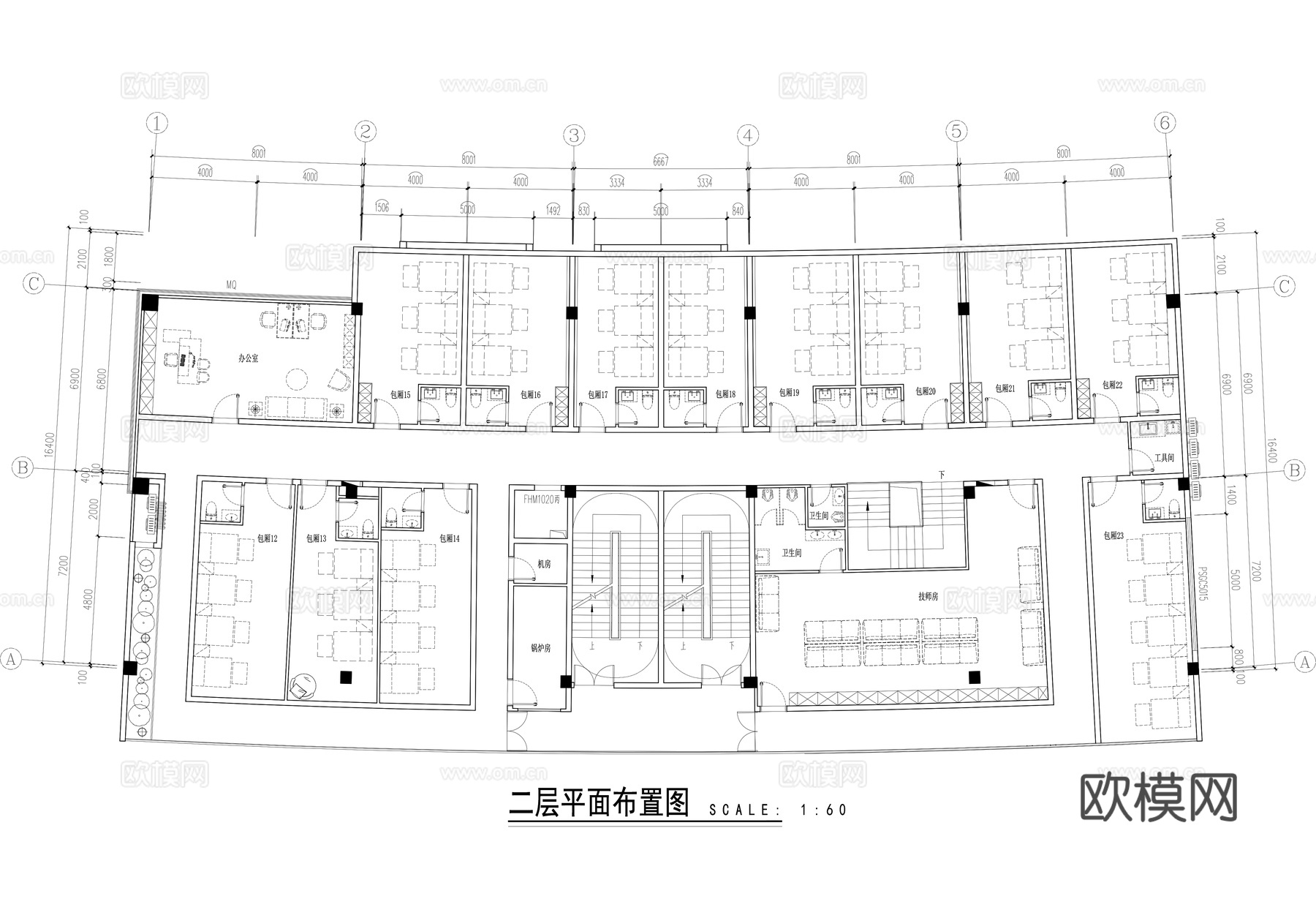 足浴店施工图cad施工图