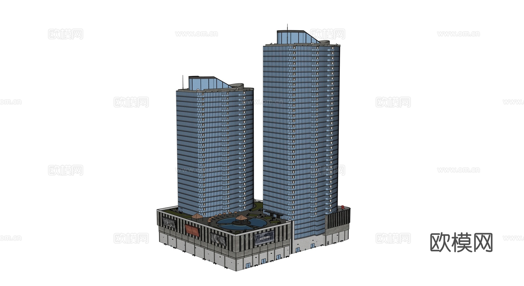 高楼大厦CBD 城市高楼 洛杉矶建筑 写字楼 城市高层建筑su模型