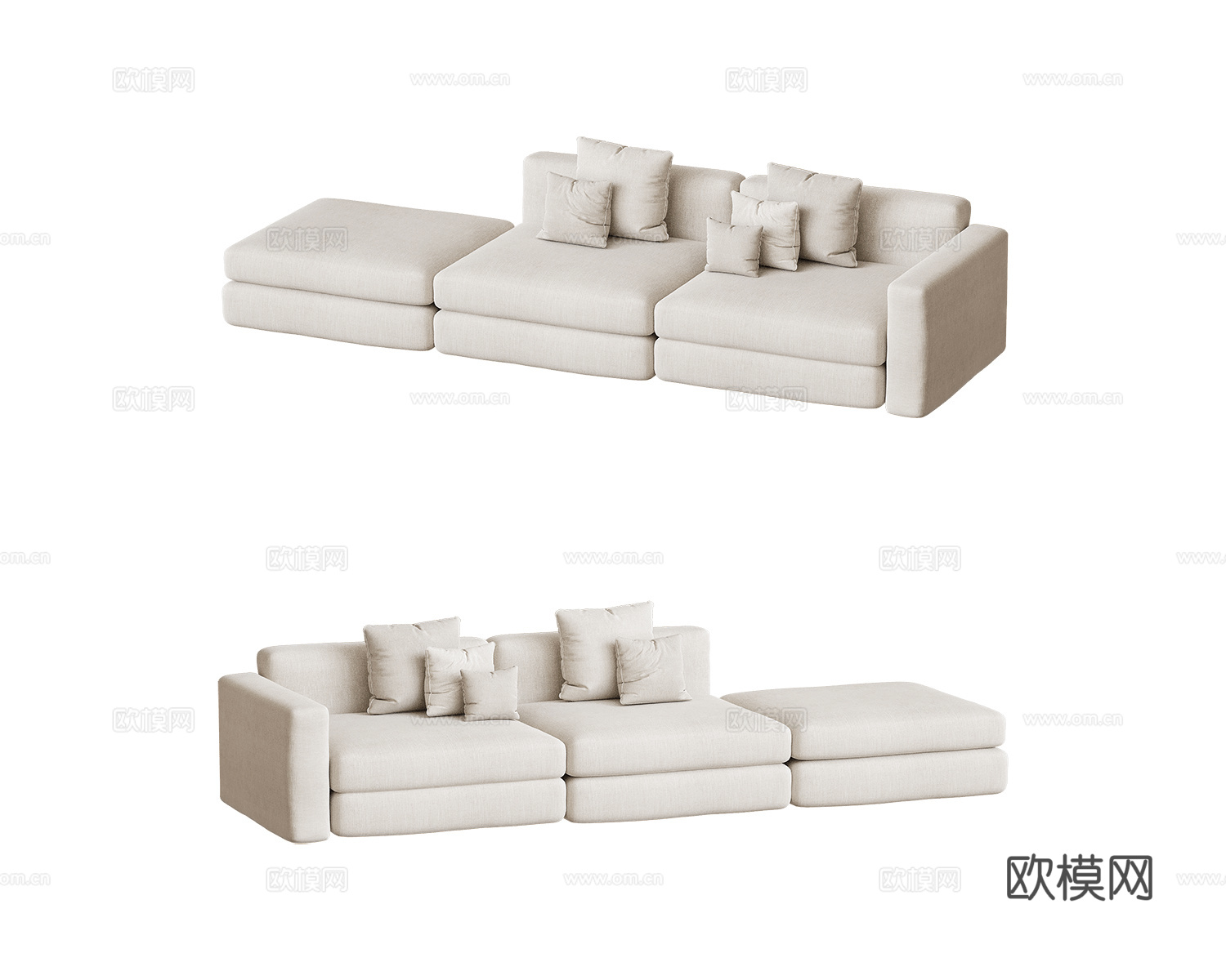 Modular三人沙发3d模型下载