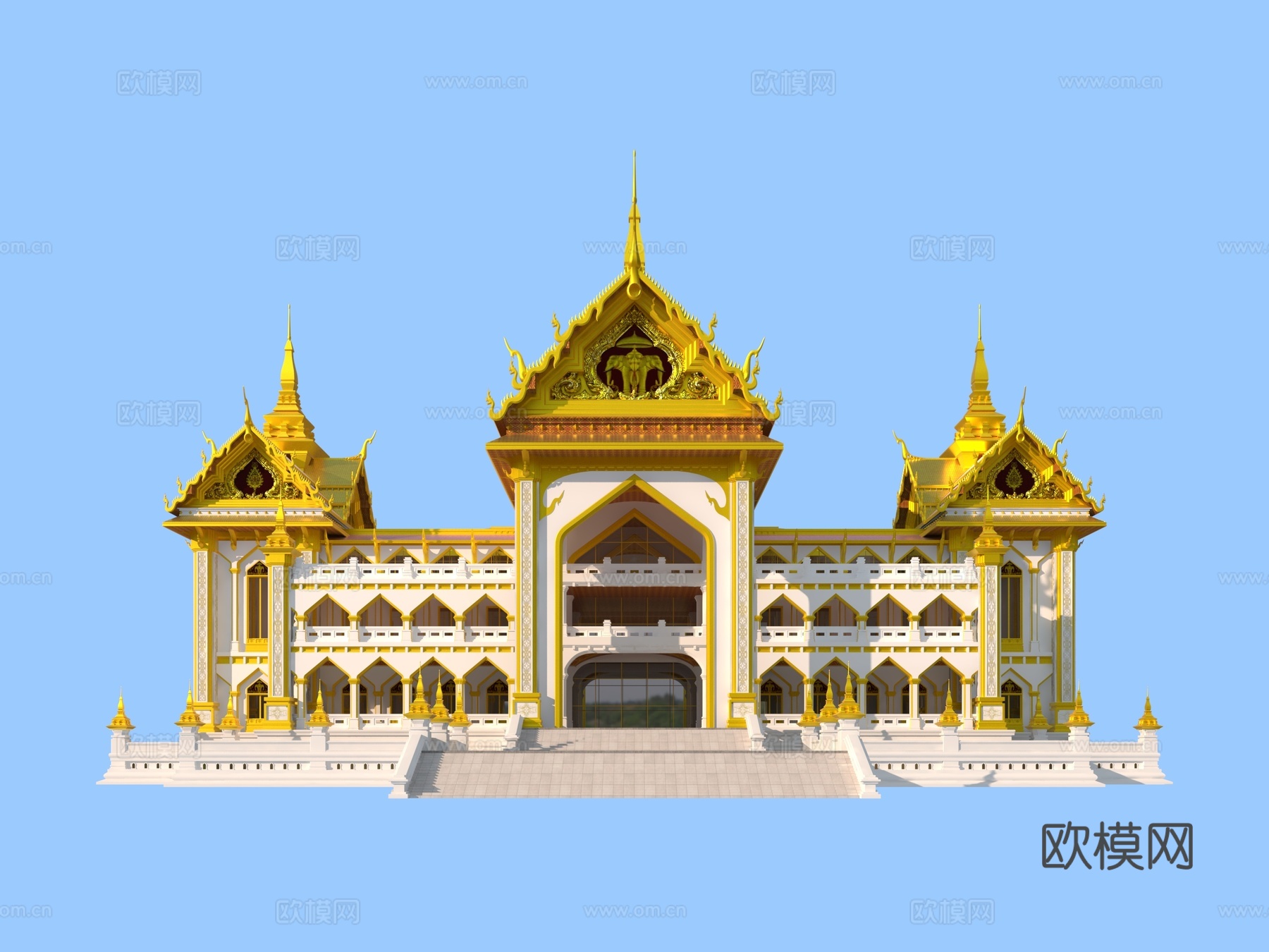 东南亚酒店3d模型下载（渲染图2）