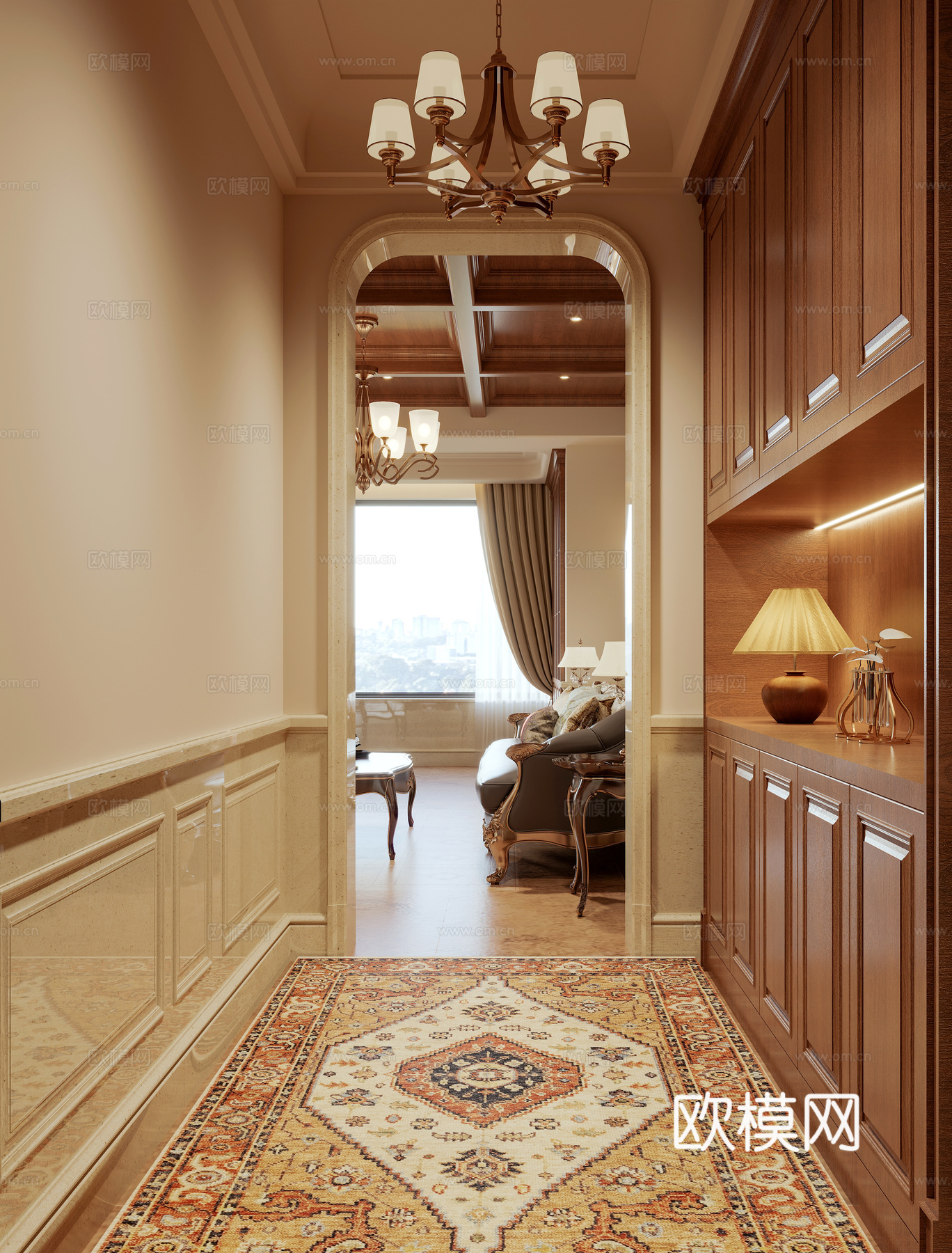 欧式客厅玄关3d模型下载（渲染图3）