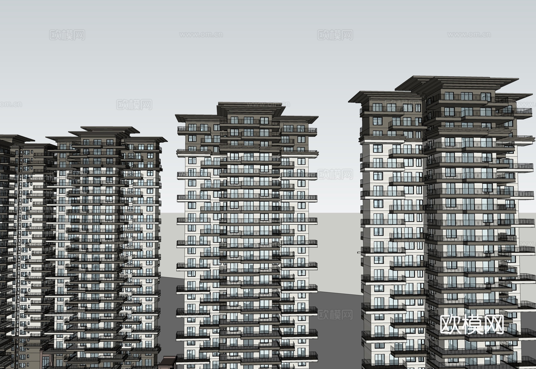 现代小区建筑  小高层住宅 第四代小区建筑su模型