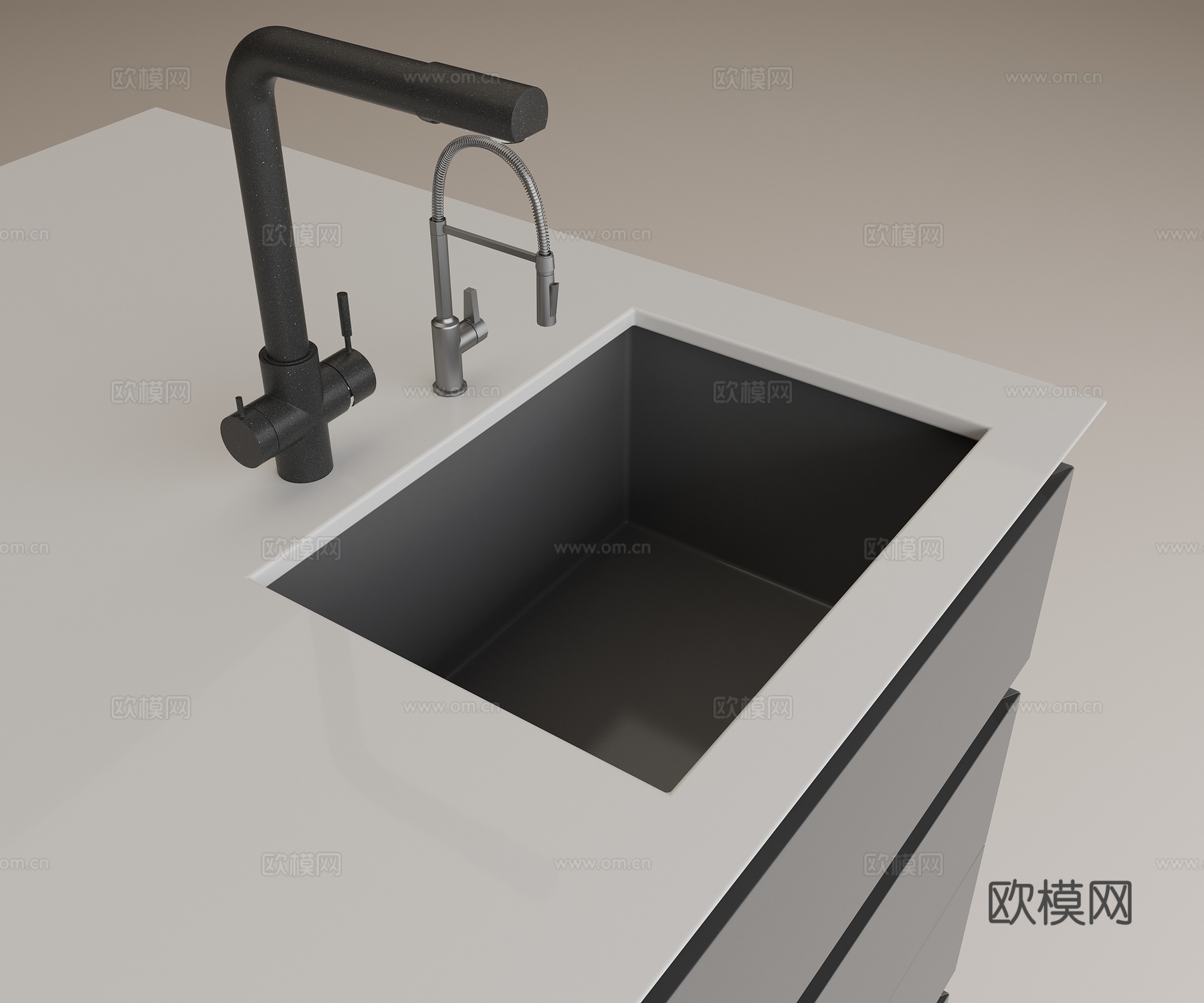 不锈钢水槽 水龙头 洗菜盆su模型