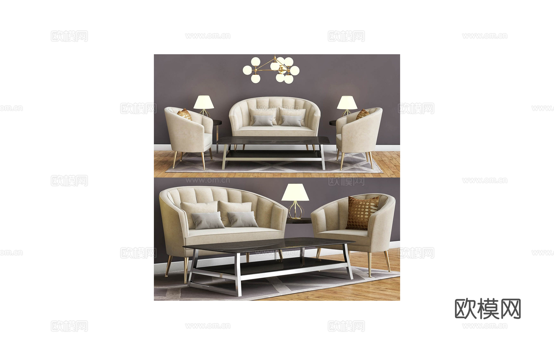 Brabbu 意式组合沙发3d模型下载（渲染图1）