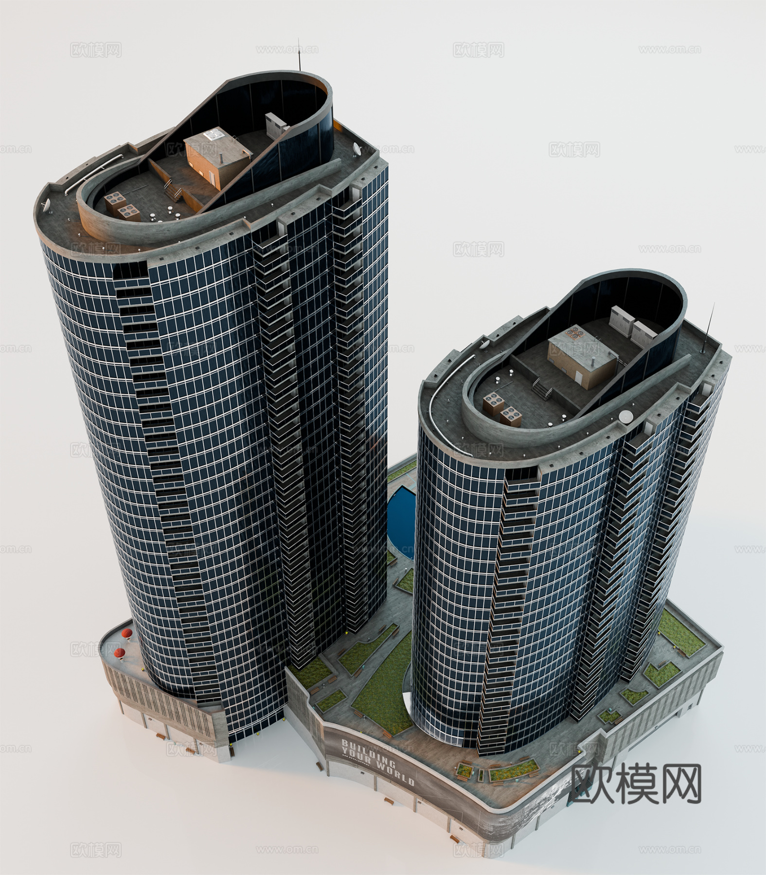 高楼大厦CBD 城市高楼 洛杉矶建筑 写字楼 城市高层建筑su模型