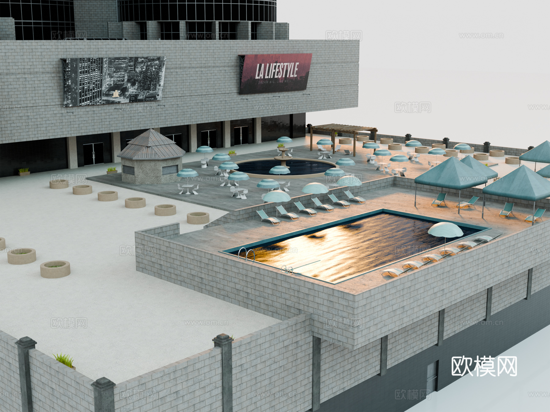 高楼大厦CBD 城市高楼 洛杉矶建筑 写字楼 城市高层建筑su模型