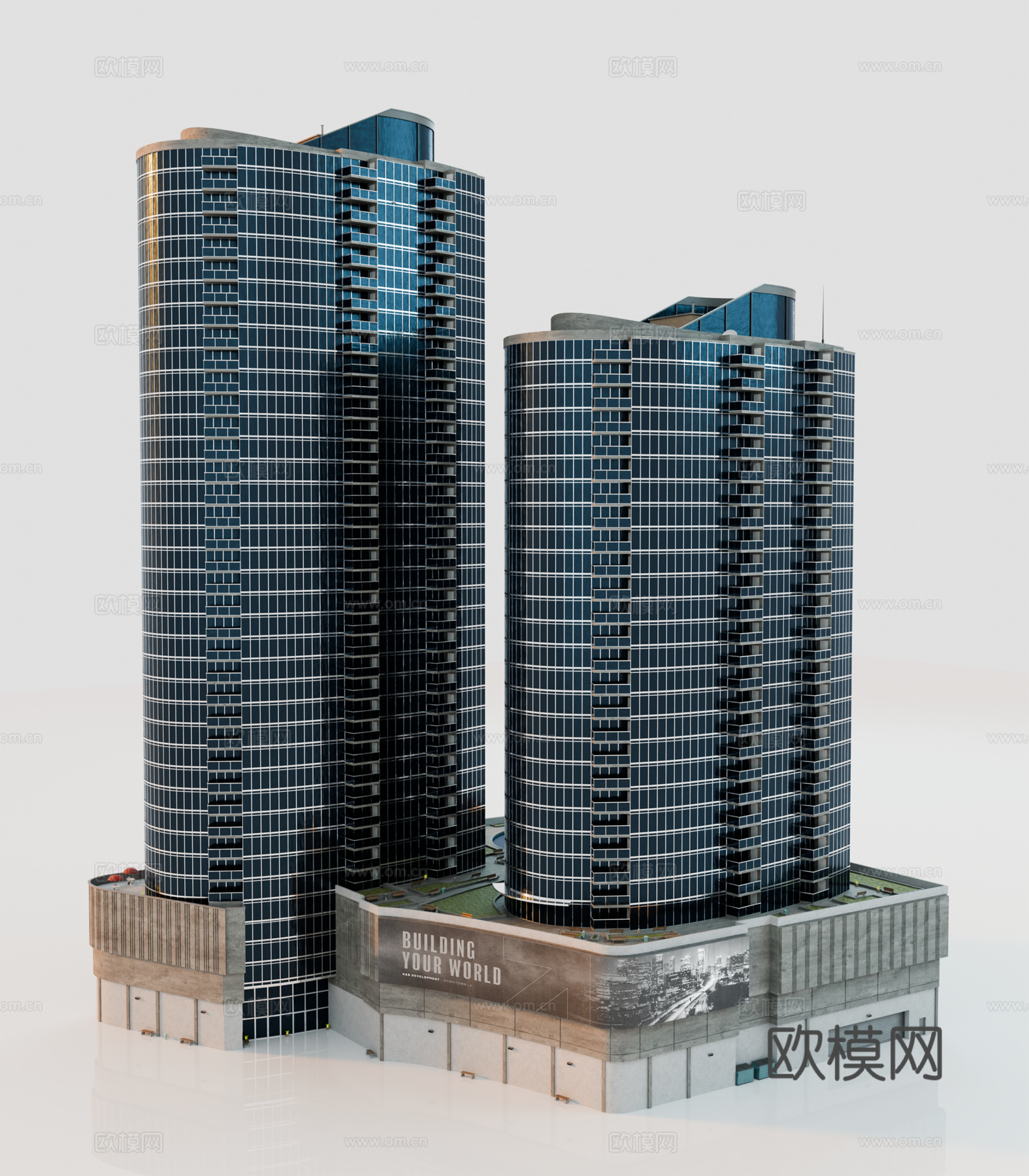 高楼大厦CBD 城市高楼 洛杉矶建筑 写字楼 城市高层建筑su模型