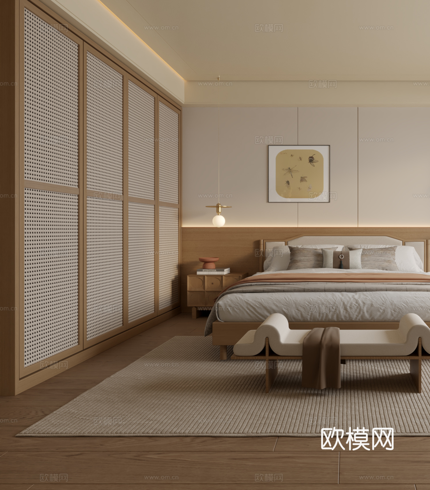 日式卧室3d模型下载（渲染图2）