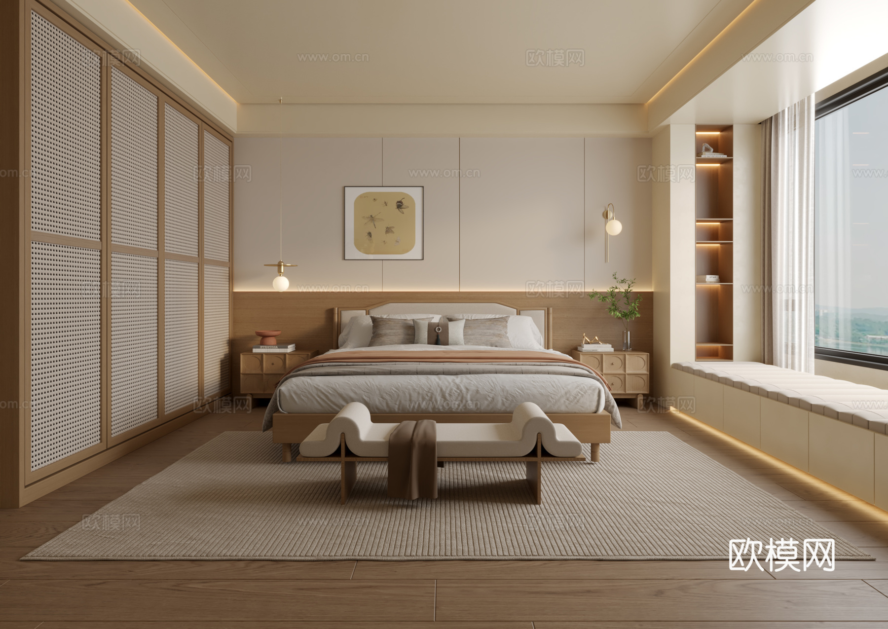 日式卧室3d模型下载（渲染图1）