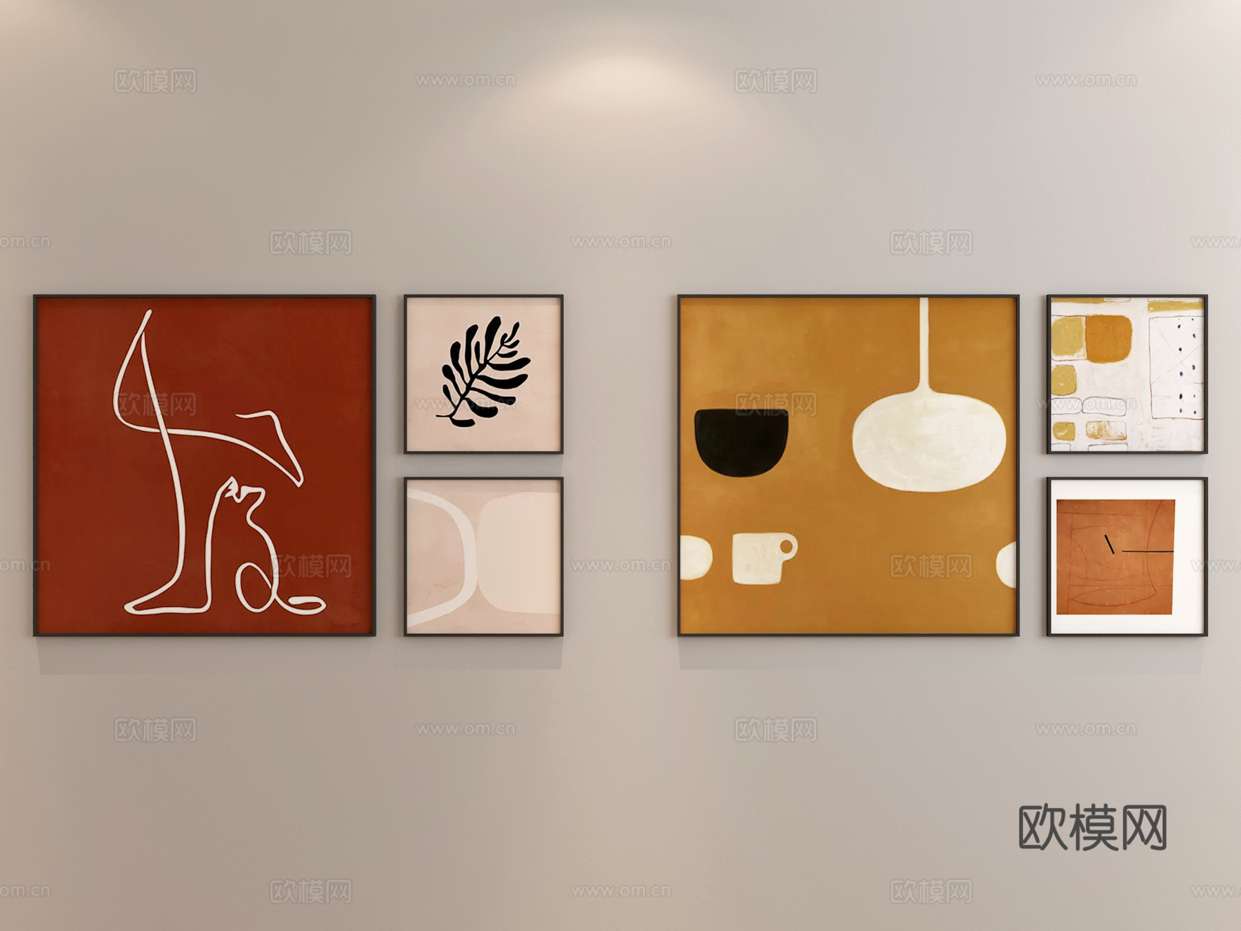 组合画 现代组合画 抽象组合画 餐厅组合画 客厅组合画su模型