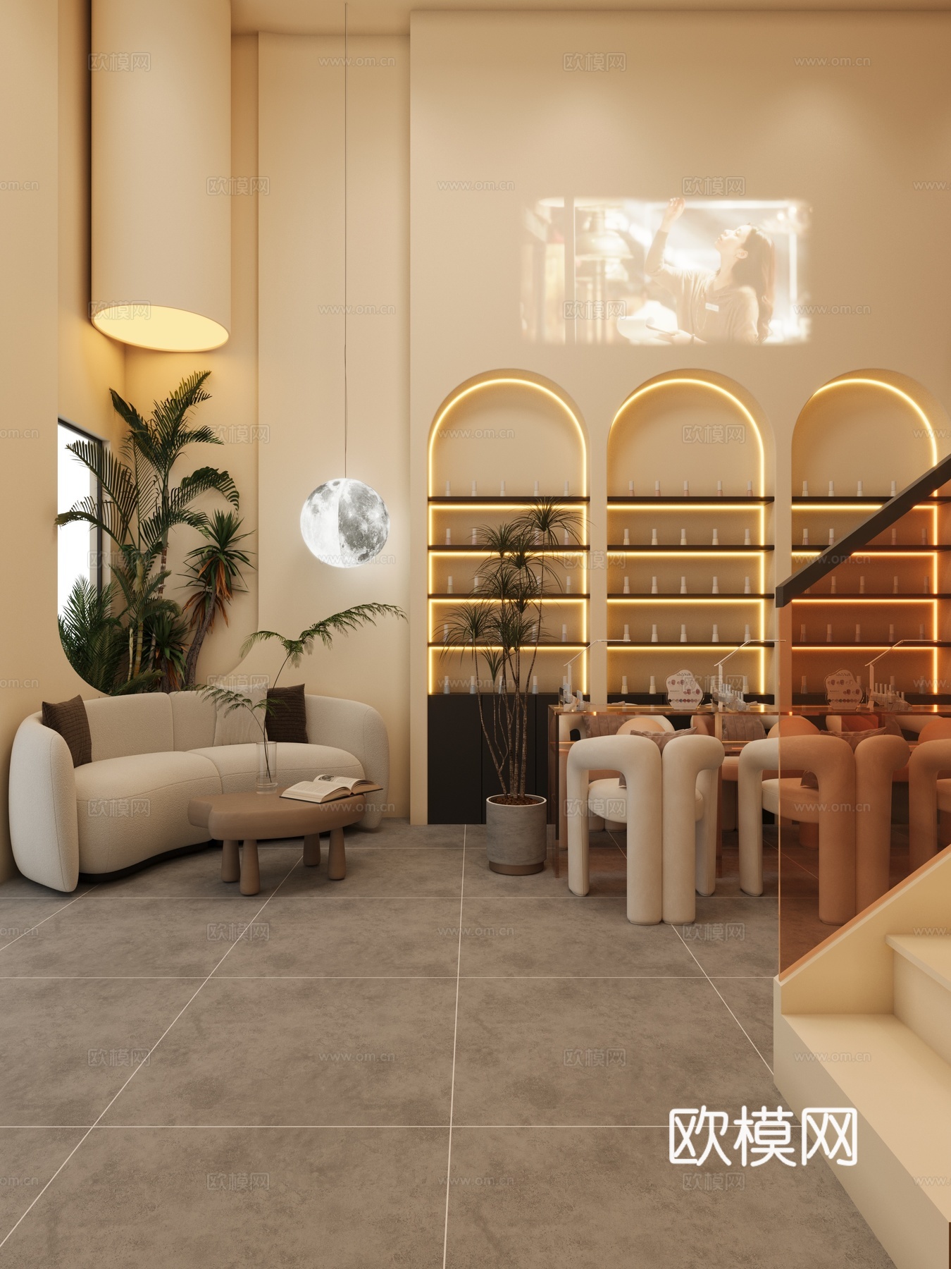 法式奶油美甲店 美甲店3D模型免费3d模型下载（渲染图2）