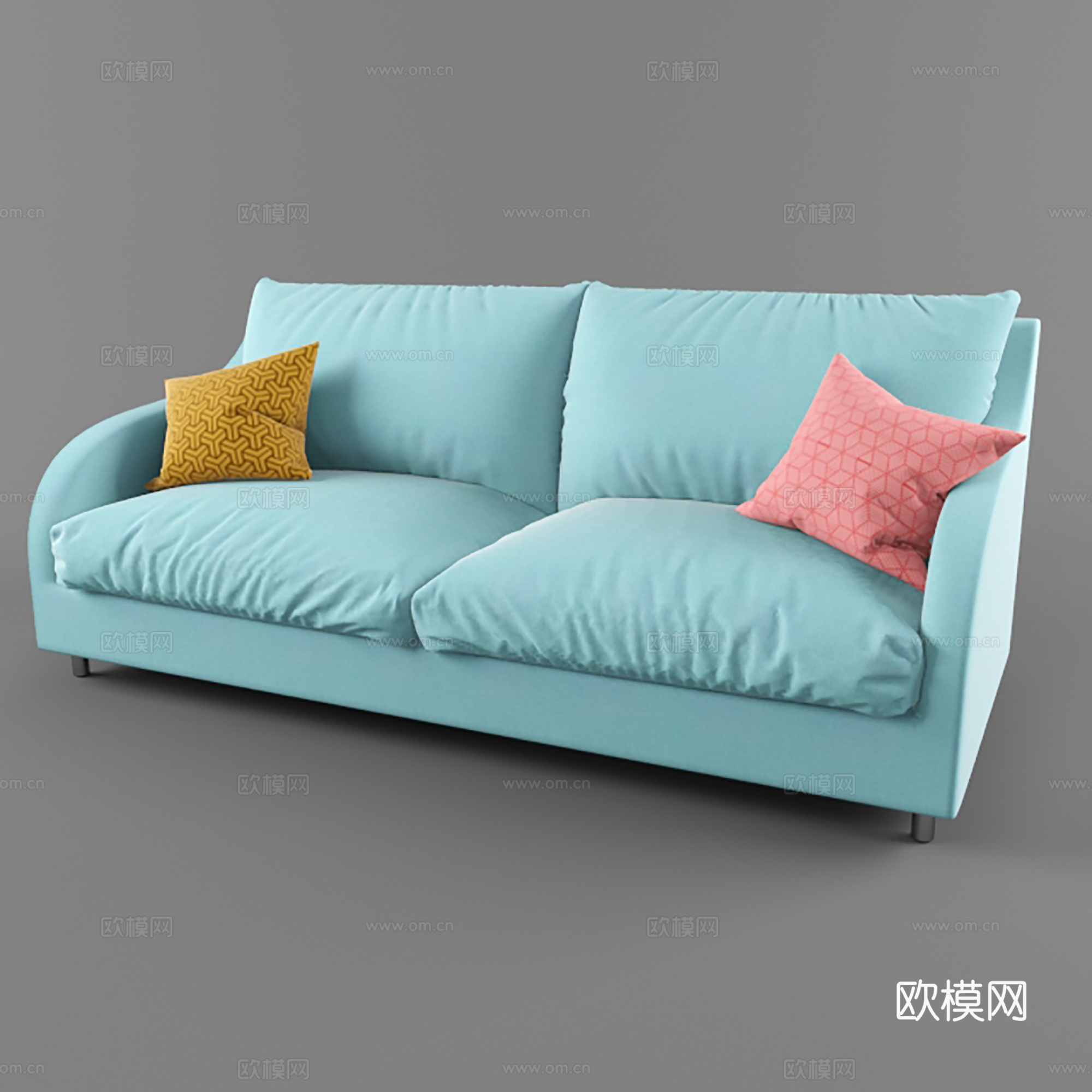现代沙发 双人沙发 儿童布艺沙发su模型