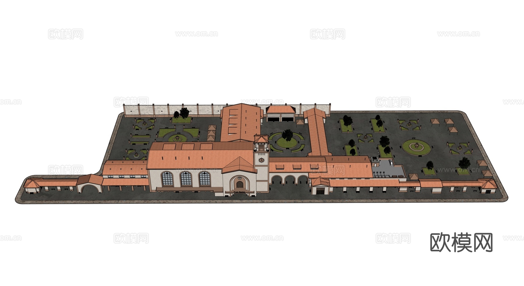 庄园建筑 城市建筑 欧式庭院 别墅花园 美式庄园su模型
