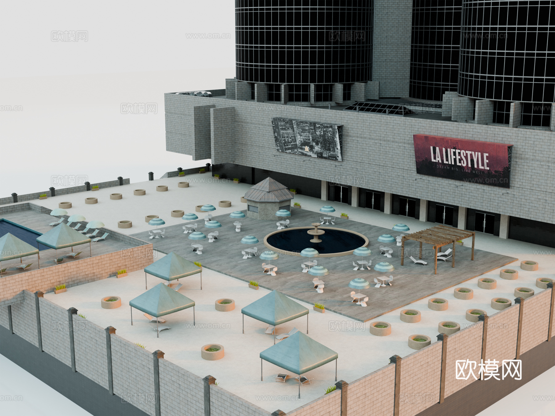 高楼大厦CBD 城市高楼 洛杉矶建筑 写字楼 城市高层建筑su模型