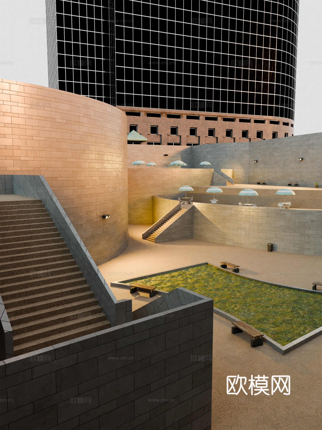 高楼大厦CBD 城市高楼 洛杉矶建筑 写字楼 城市高层建筑su模型