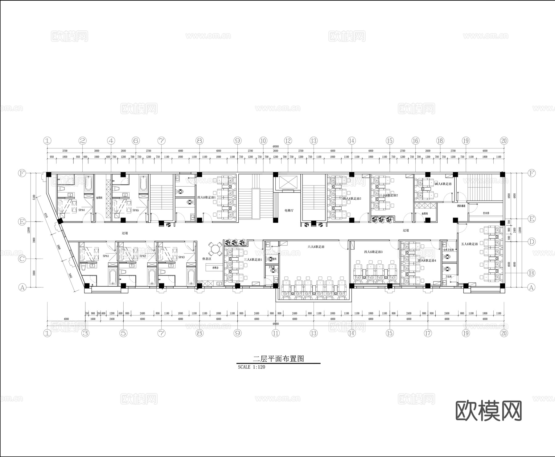 足浴店施工图cad施工图