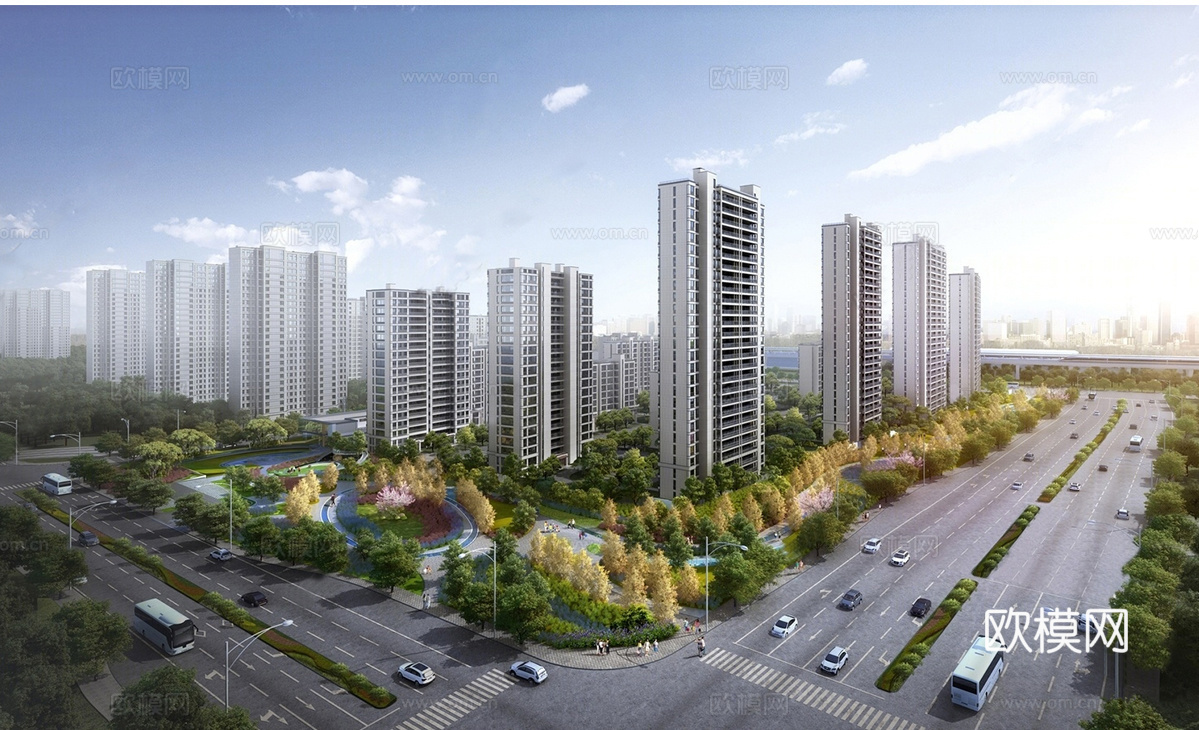 现代小区建筑  小高层住宅 小区建筑鸟瞰su模型