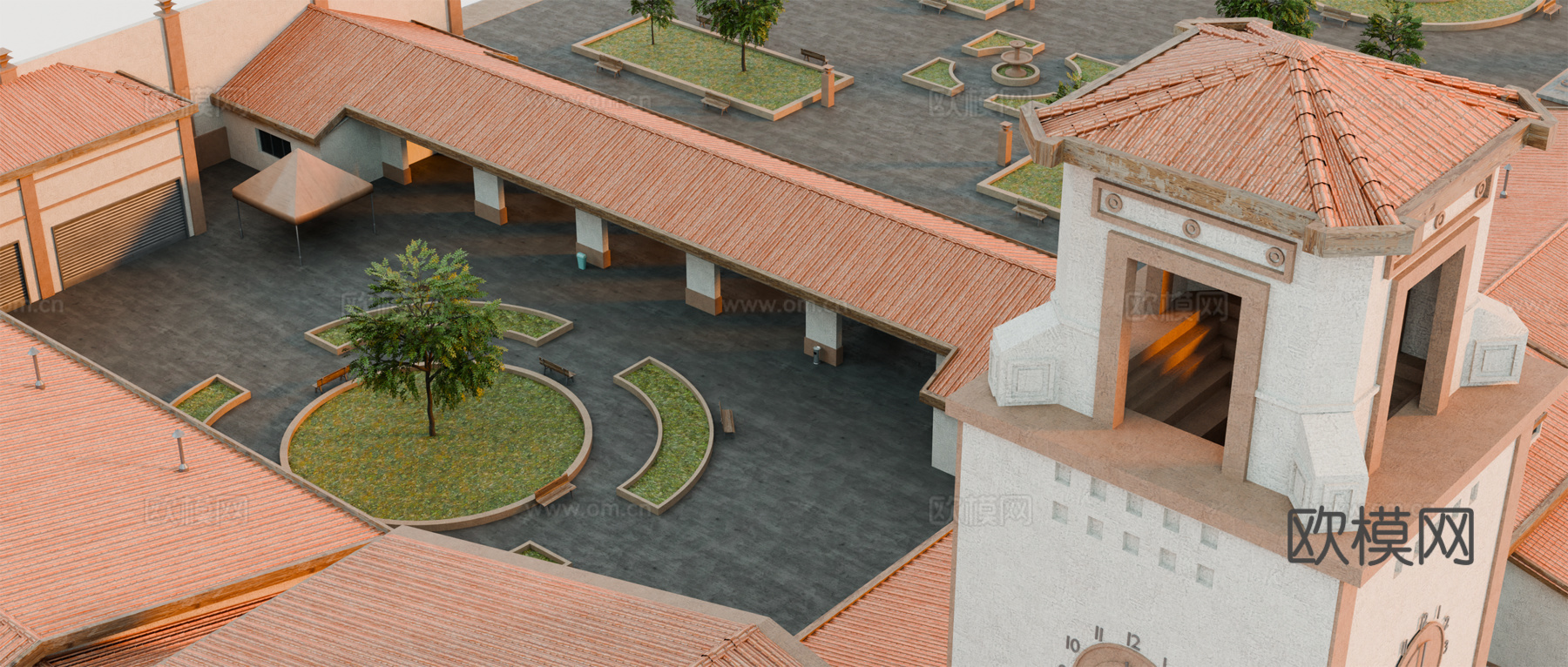 庄园建筑 城市建筑 欧式庭院 别墅花园 美式庄园su模型