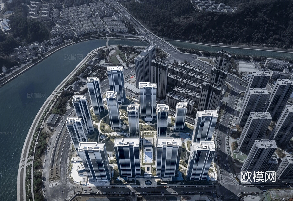 现代小区建筑  小高层住宅 小区建筑鸟瞰su模型