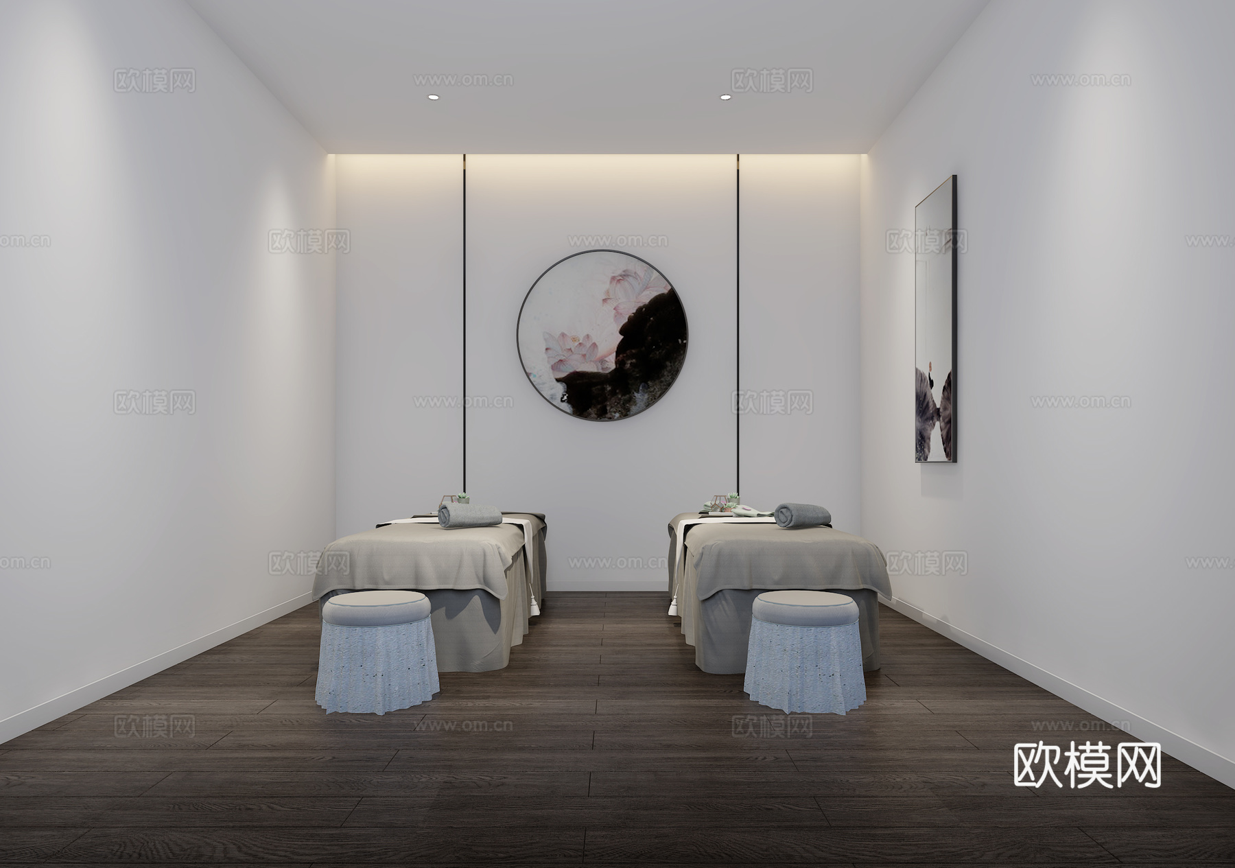 新中式极简spa会所玄关按摩3d模型下载（渲染图4）