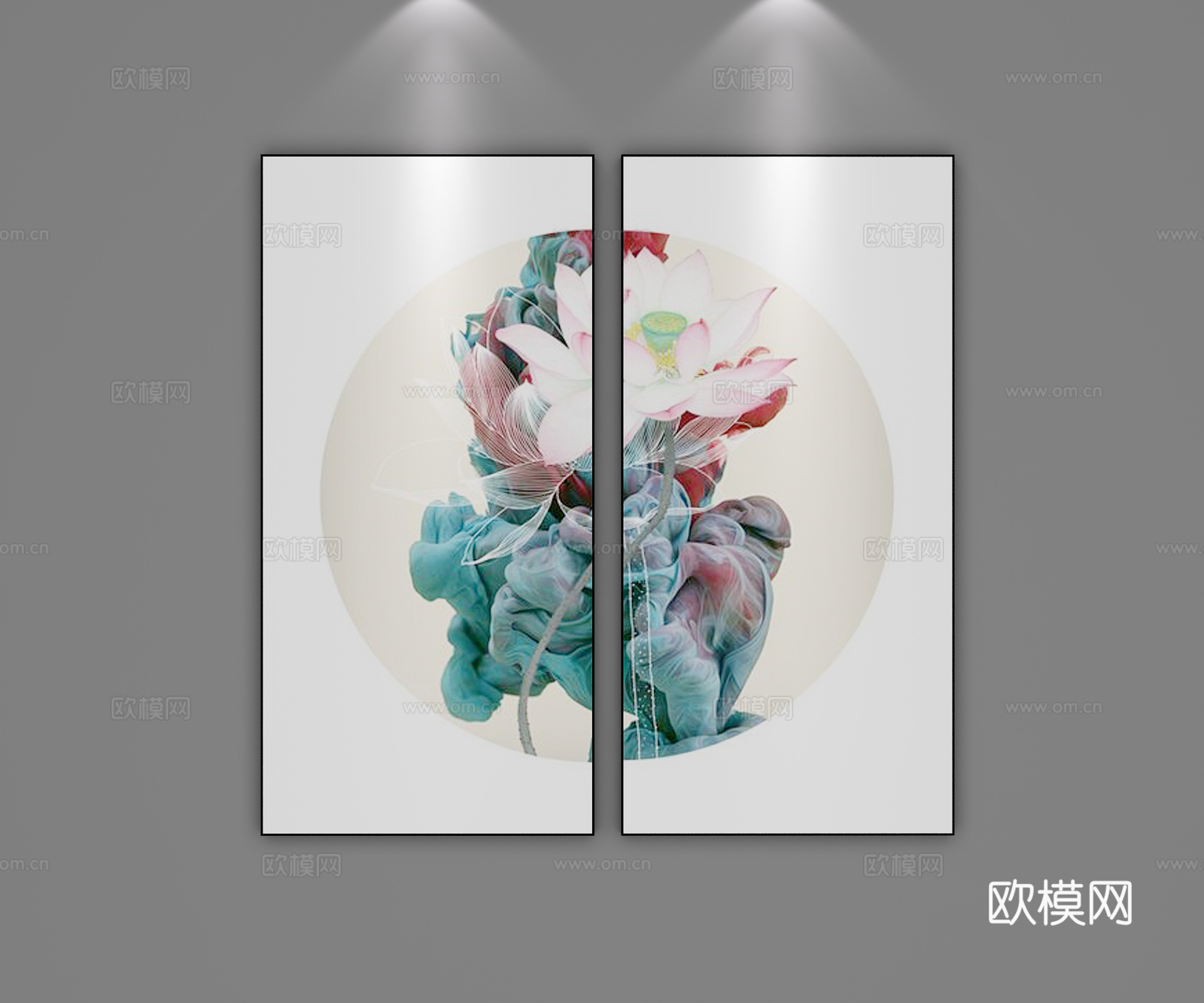 新中式 中式 玄关挂画3d模型