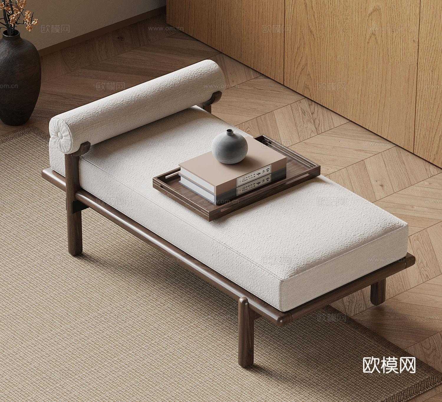 新中式换鞋凳su模型
