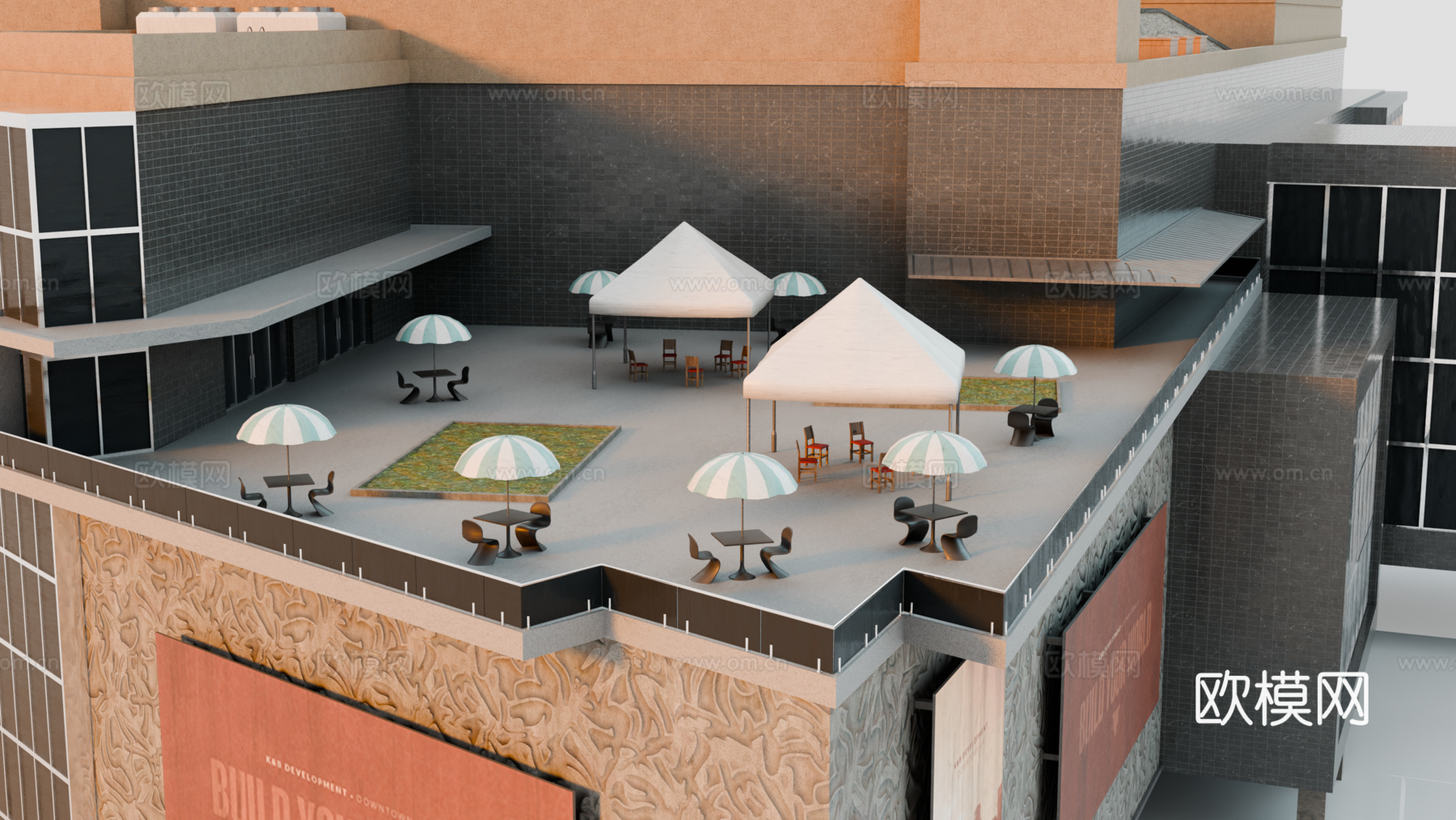 高楼大厦CBD 城市高楼 洛杉矶建筑 写字楼 城市高层建筑su模型