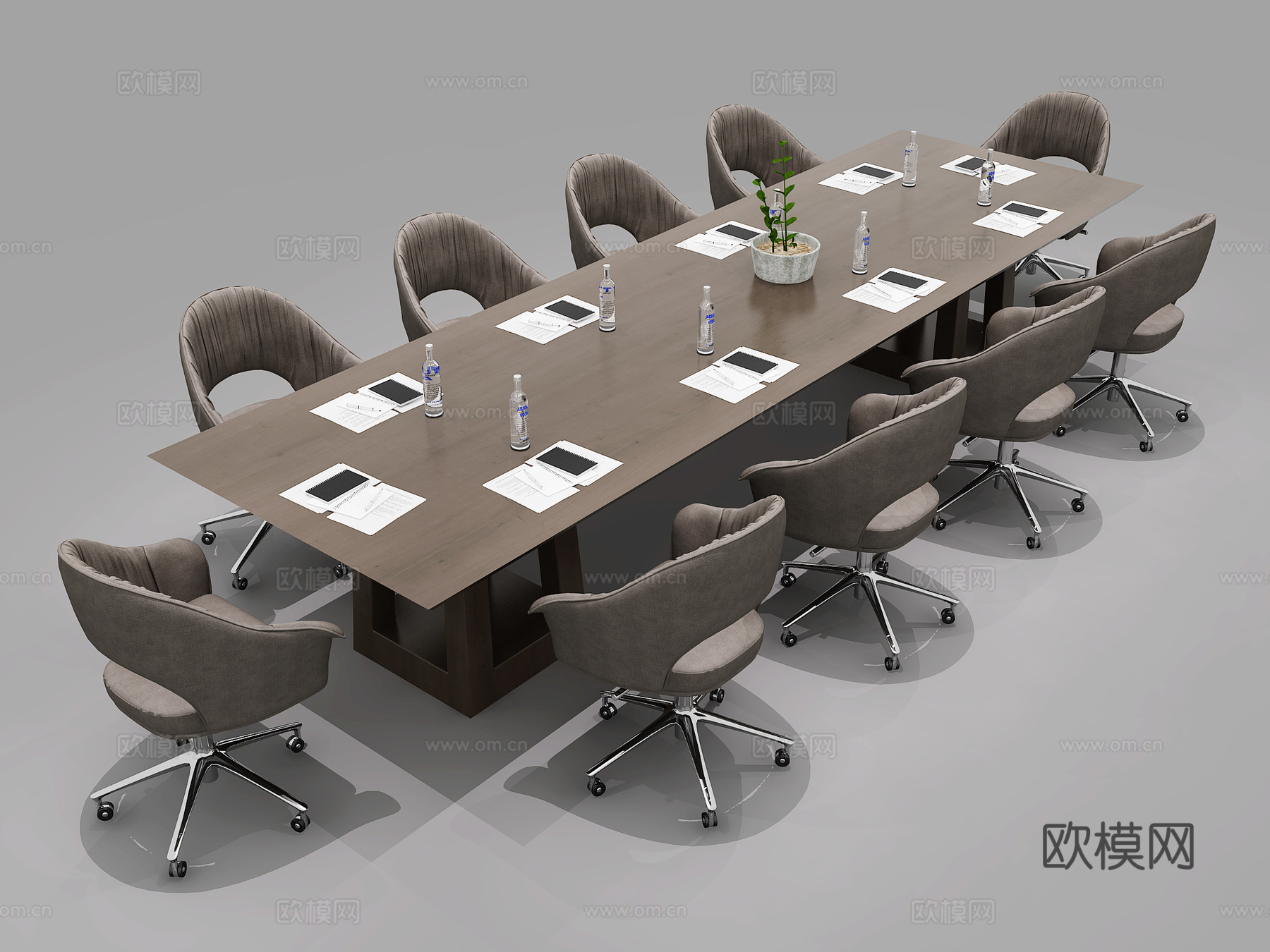 后现代会议桌 现代会议桌 会议桌椅组合 办公桌椅办公用品3d模型下载