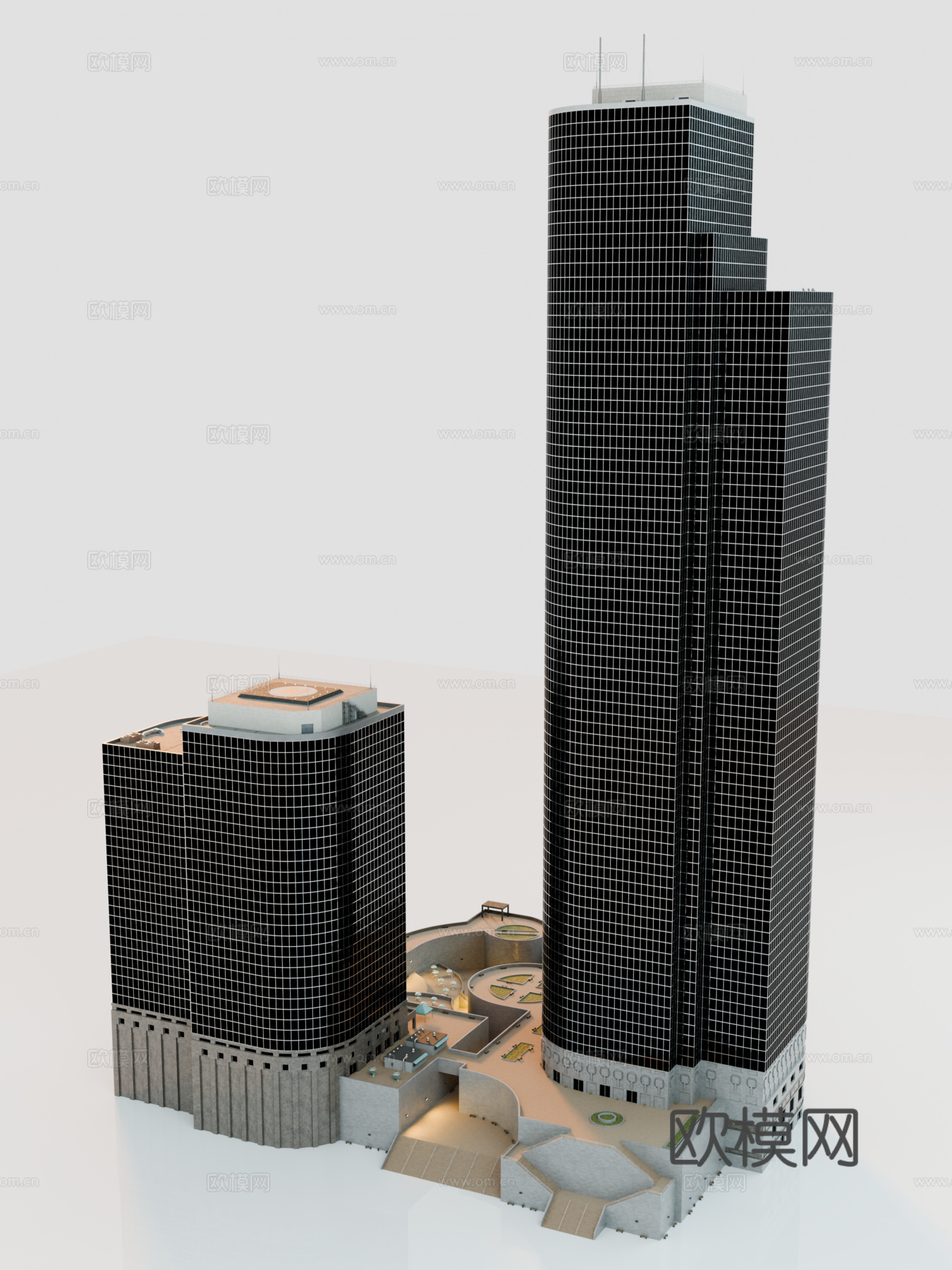 高楼大厦CBD 城市高楼 洛杉矶建筑 写字楼 城市高层建筑su模型