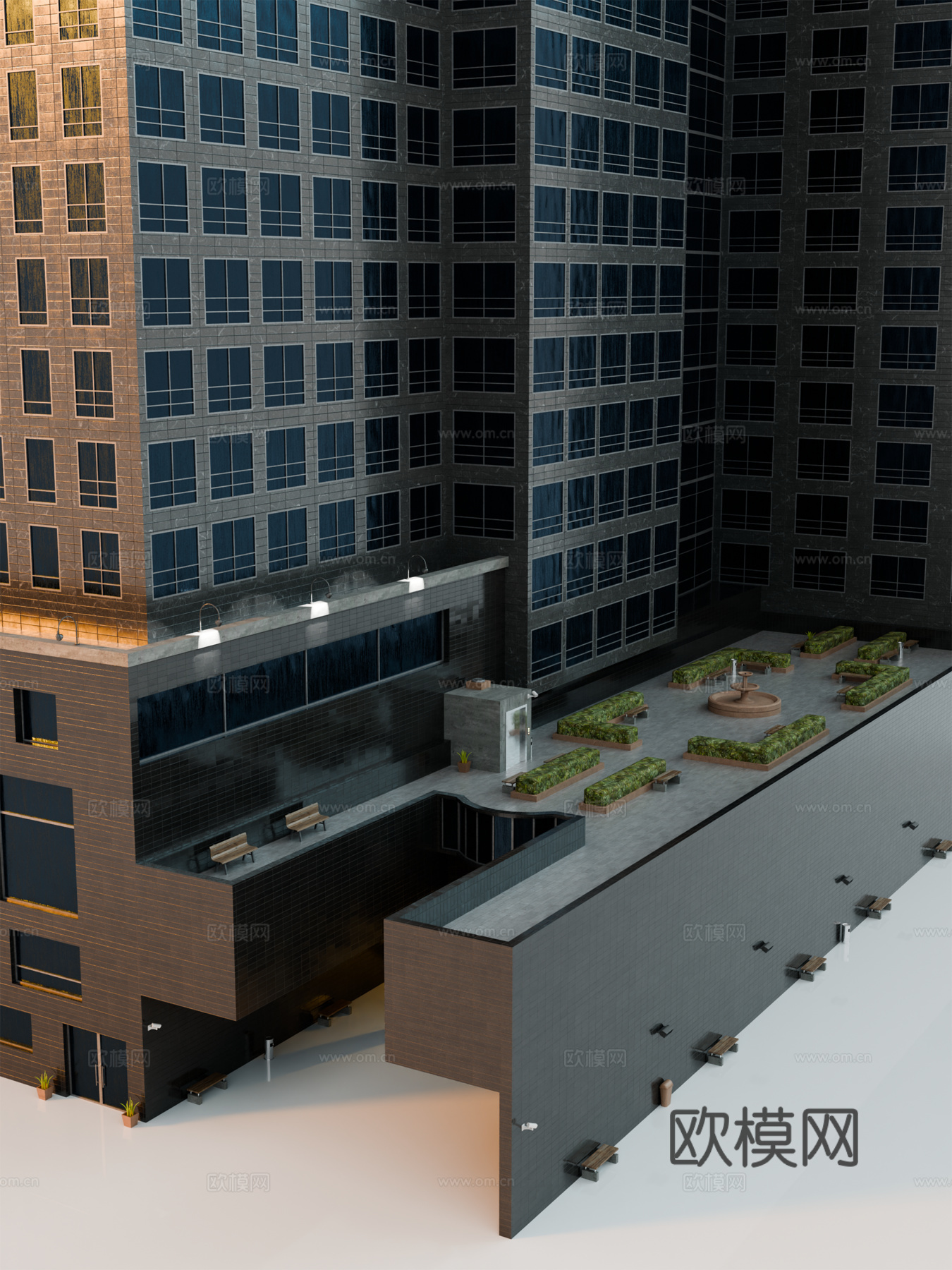 高楼大厦CBD 城市高楼 洛杉矶建筑 写字楼 城市高层建筑su模型