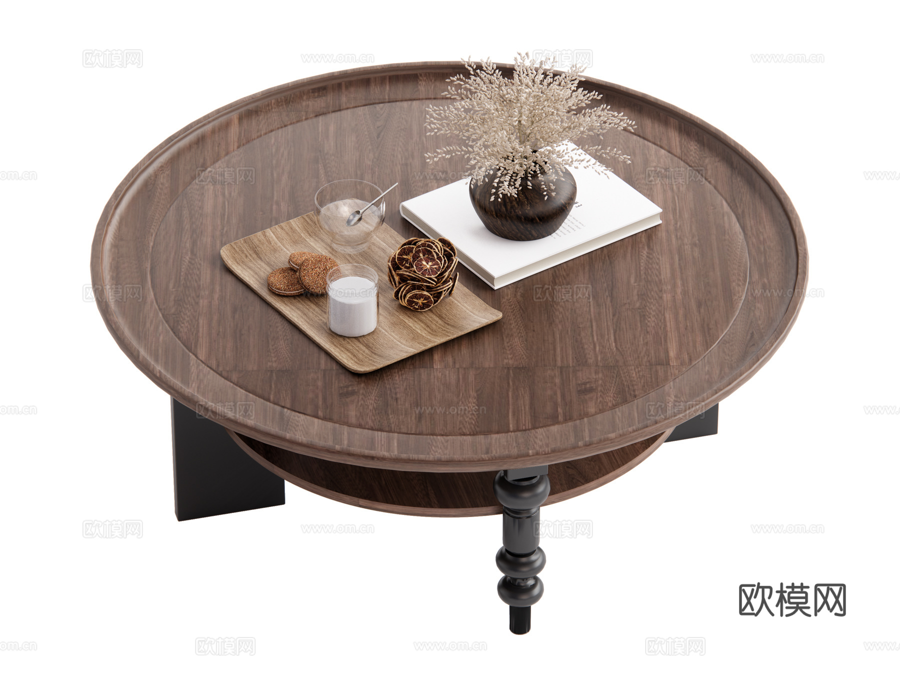 复古中古风茶几su模型