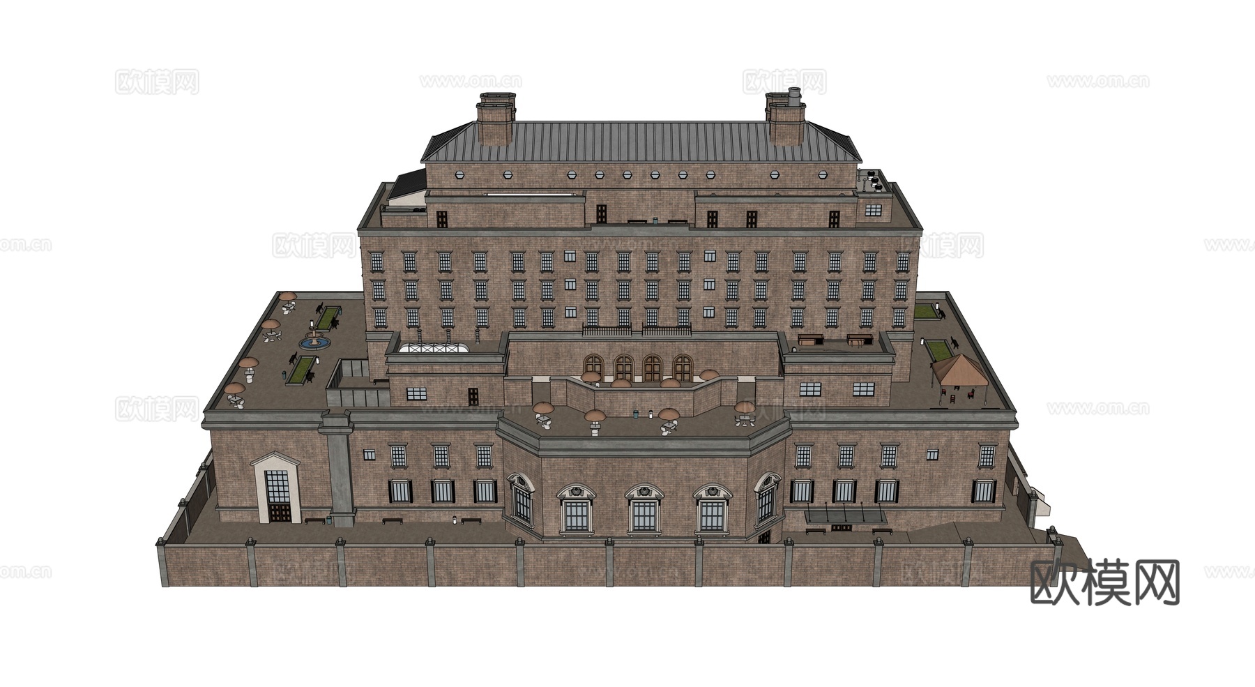 城市建筑 洛杉矶建筑 商业建筑 办公楼 多层办公楼配楼su模型
