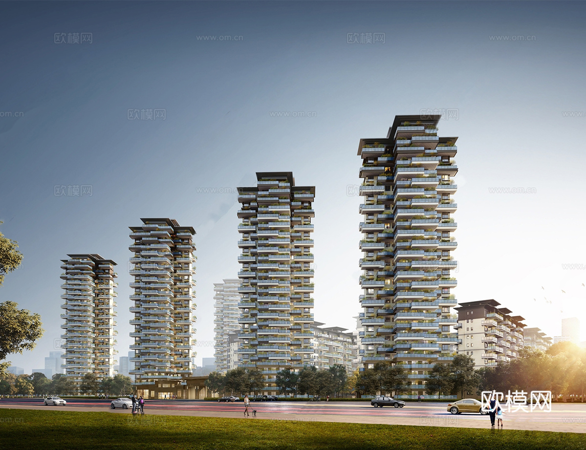 现代小区建筑  小高层住宅 第四代小区建筑su模型