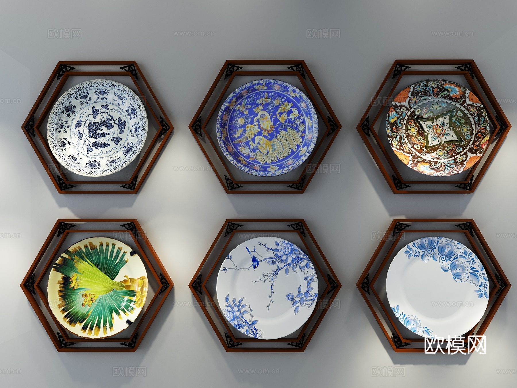 新中式盘子装饰画3d模型