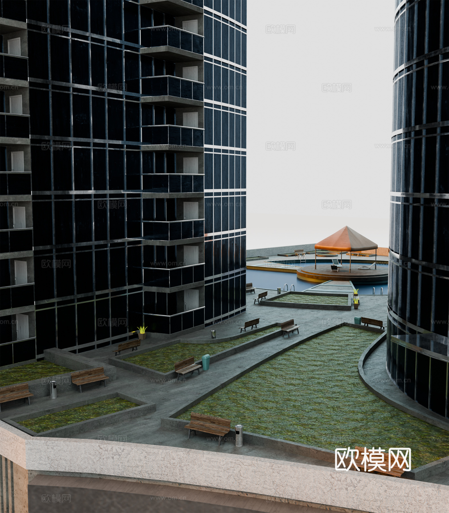 高楼大厦CBD 城市高楼 洛杉矶建筑 写字楼 城市高层建筑su模型
