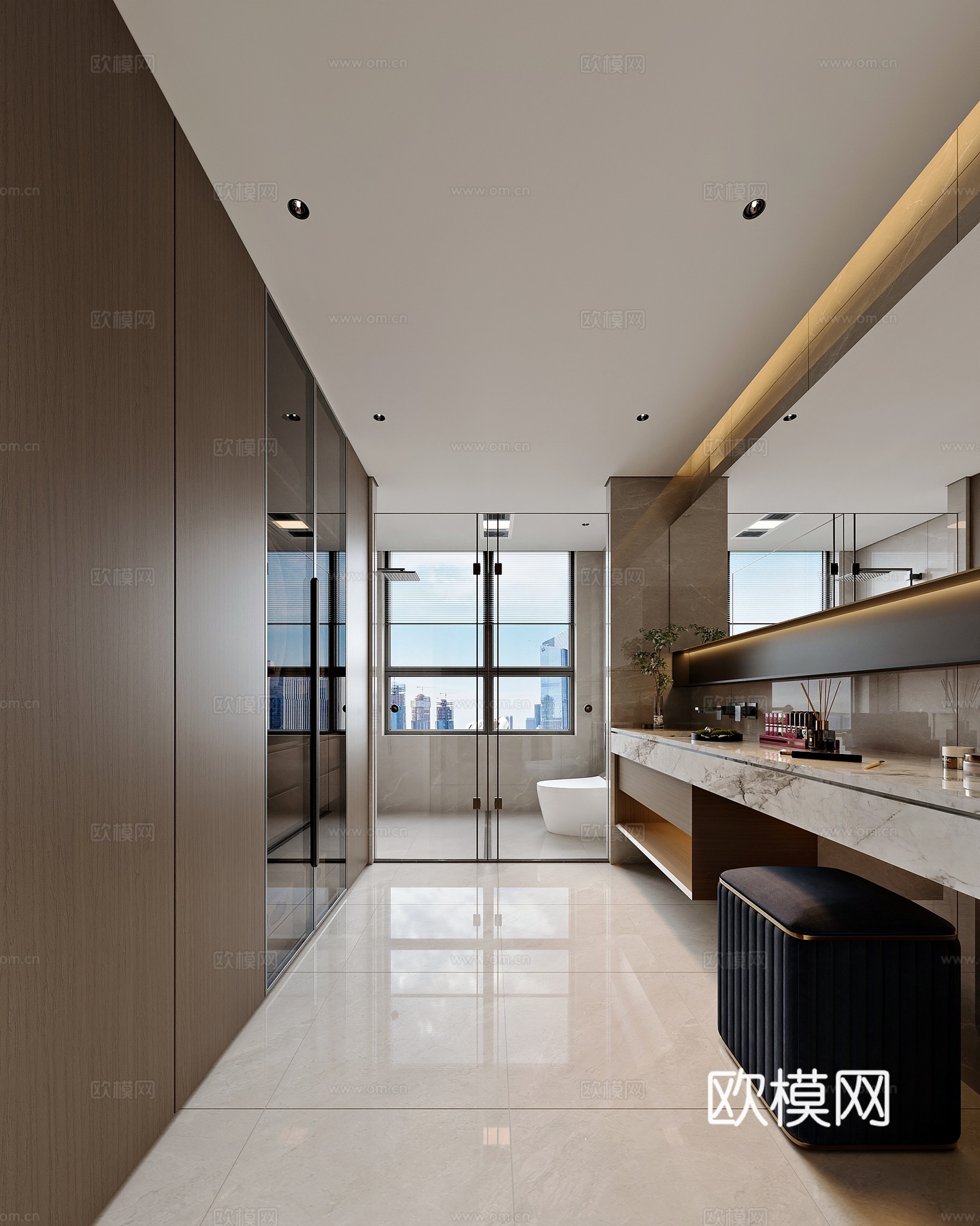 现代风格家居卫生间3d模型下载（渲染图2）