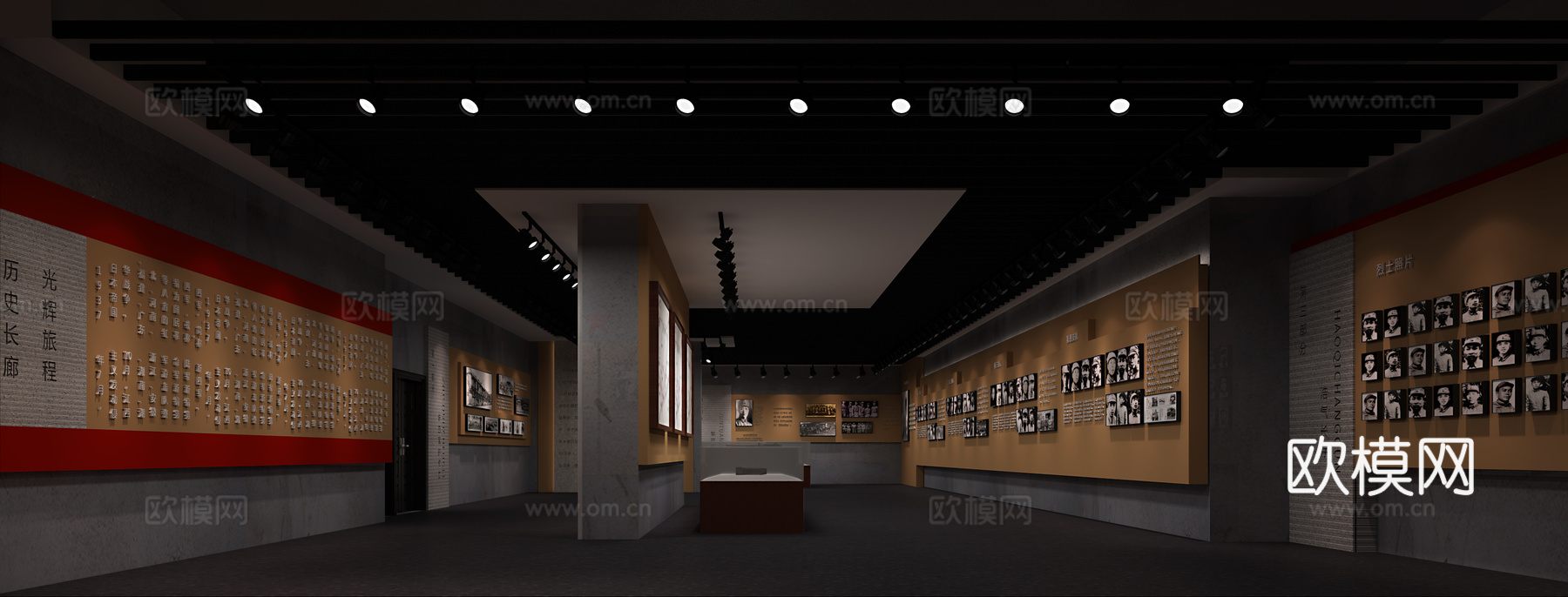 新中式小型新四军博物馆3d模型下载（渲染图2）