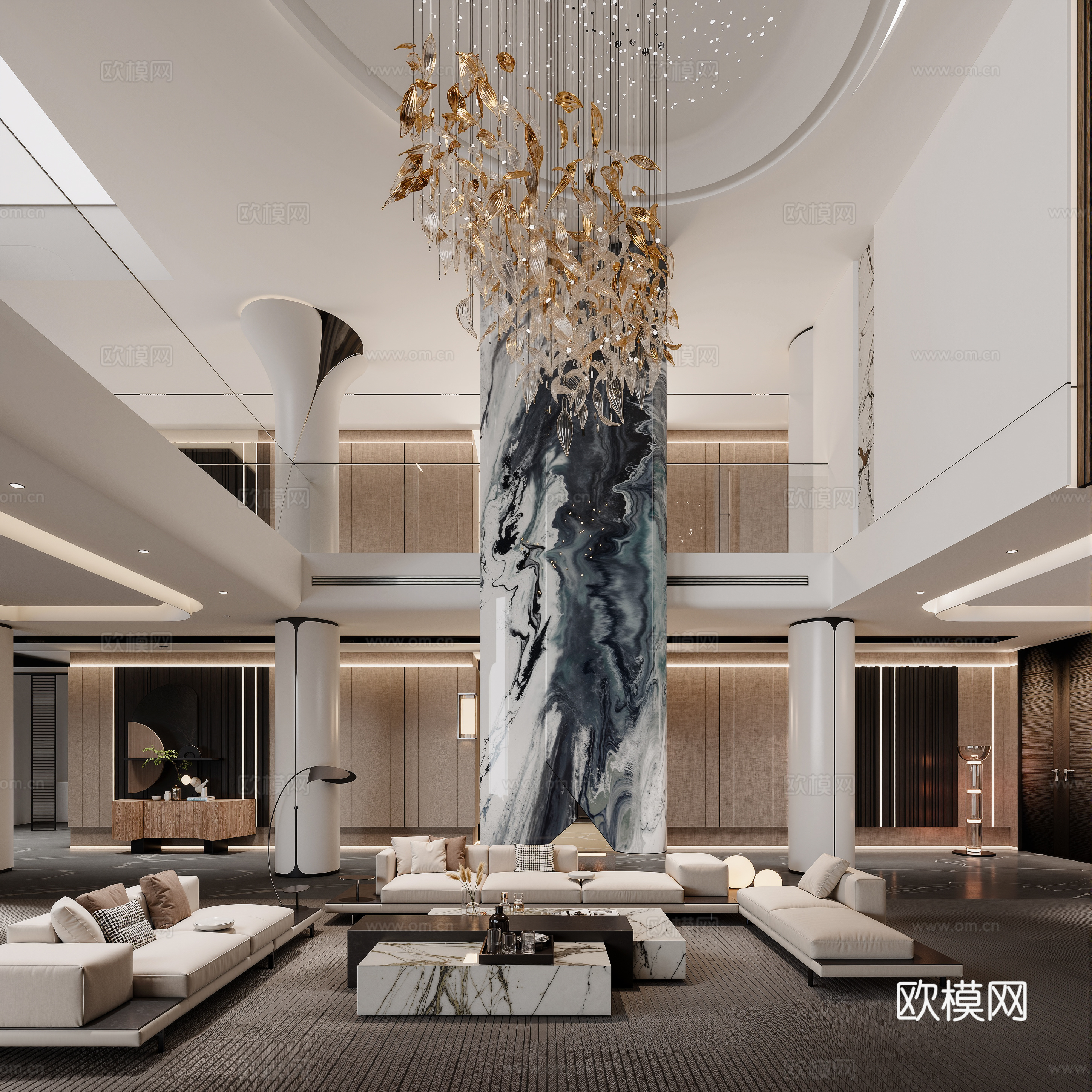 现代别墅客厅/复式客厅3d模型下载