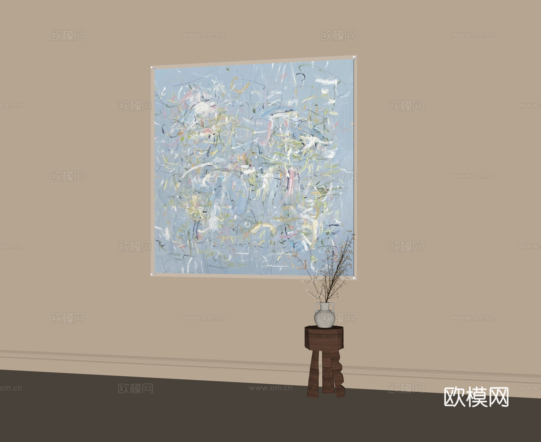 现代玄关挂画su模型