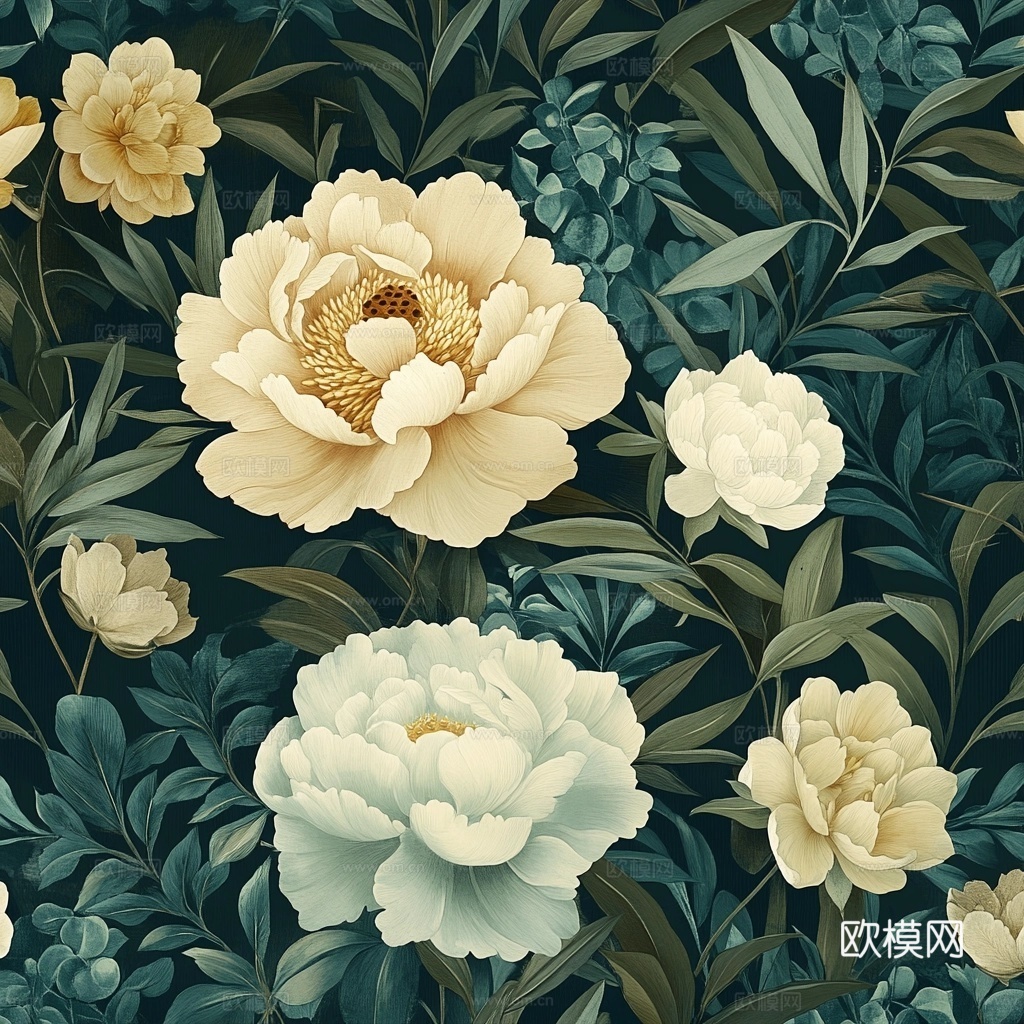 中古美式家居客厅 带动画 中古风壁画贴图下载