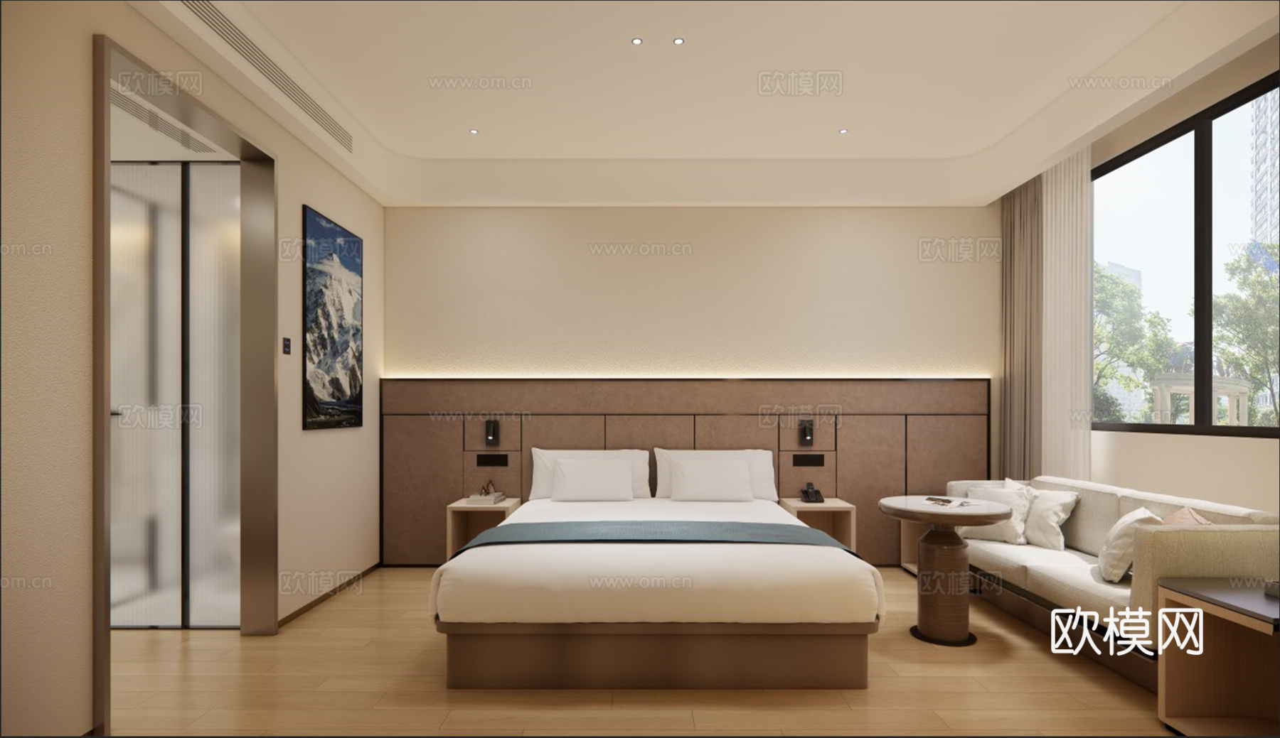 大床房 标准客房 现代简约客房 酒店客房su模型