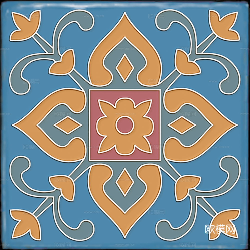 石材拼花 小花砖地砖瓷砖 现代复古花砖下载