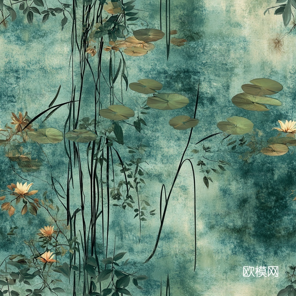 中古美式家居客厅 带动画 中古风壁画贴图下载