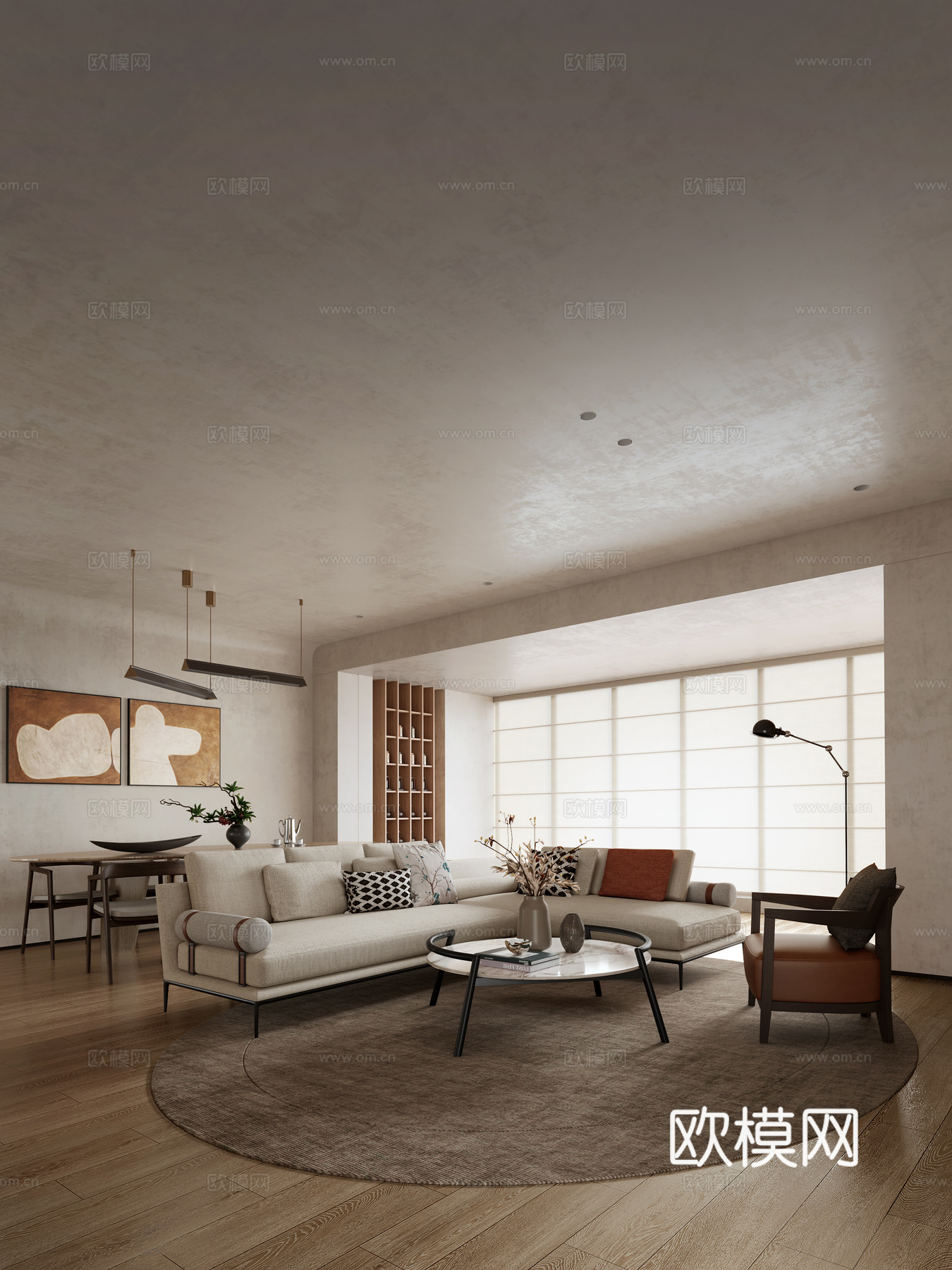 唐汉中-中古风客餐厅3d模型下载