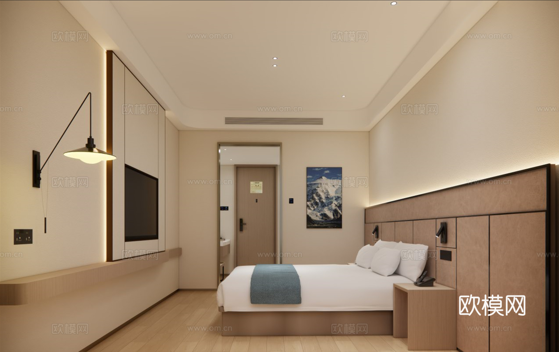 大床房 标准客房 现代简约客房 酒店客房su模型