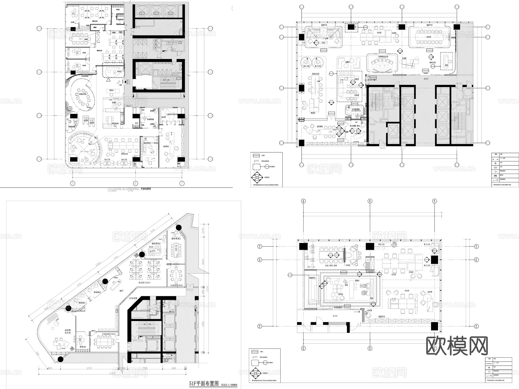 20套办公空间施工图cad施工图