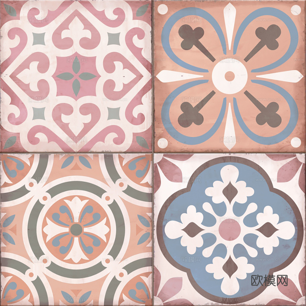小花砖地砖瓷砖 现代复古花砖  石材拼花下载