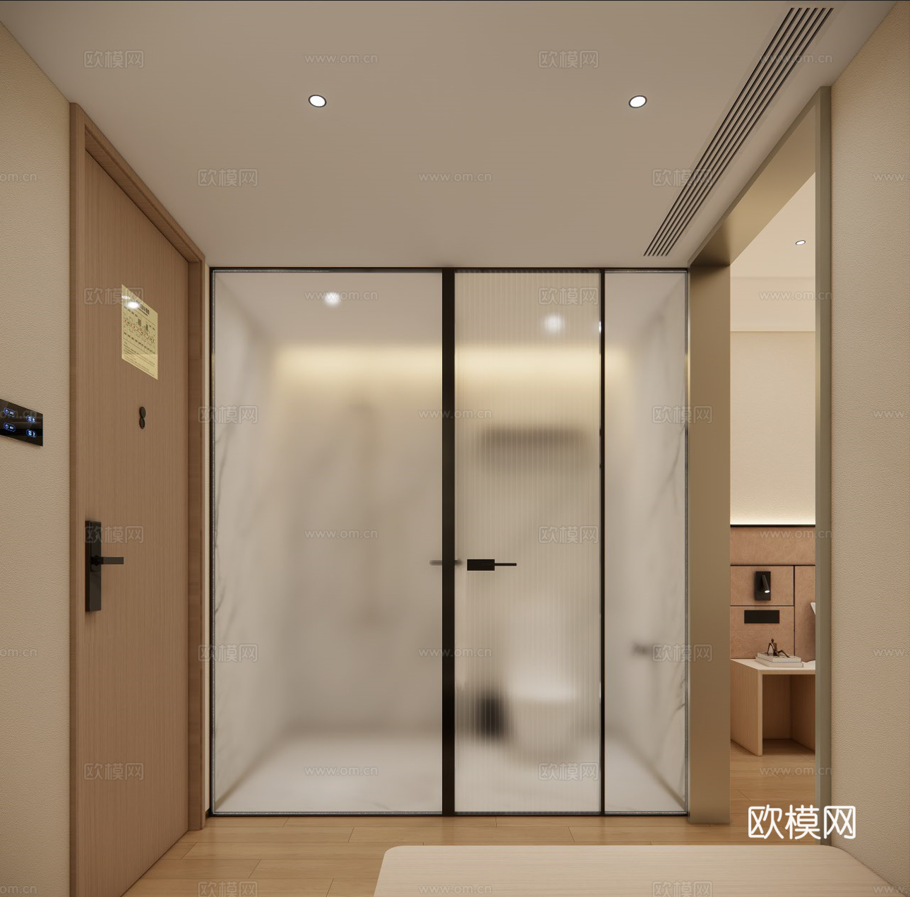 大床房 标准客房 现代简约客房 酒店客房su模型